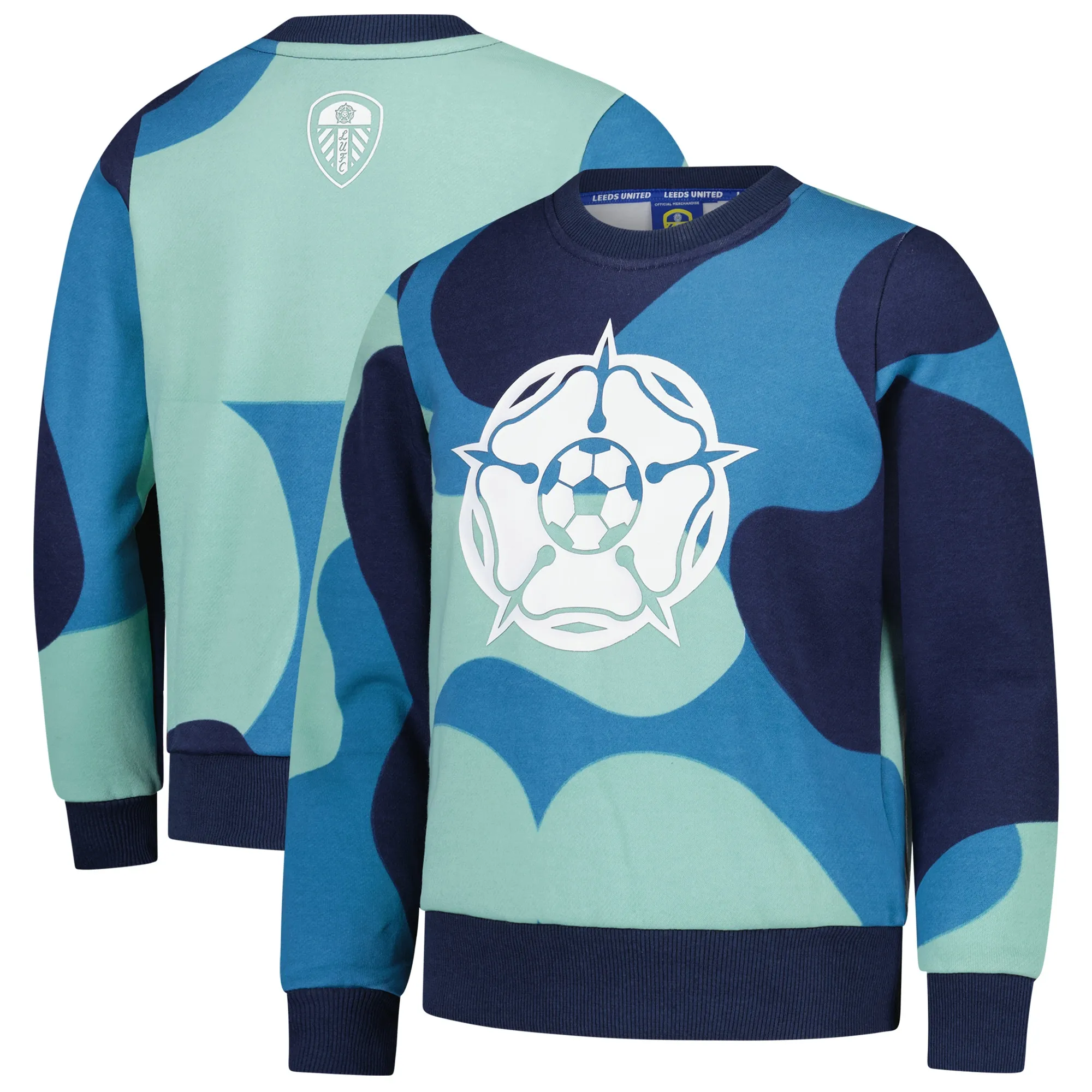 Leeds United Yorkshire Rose Camo Sweatshirt - Blue - Boys