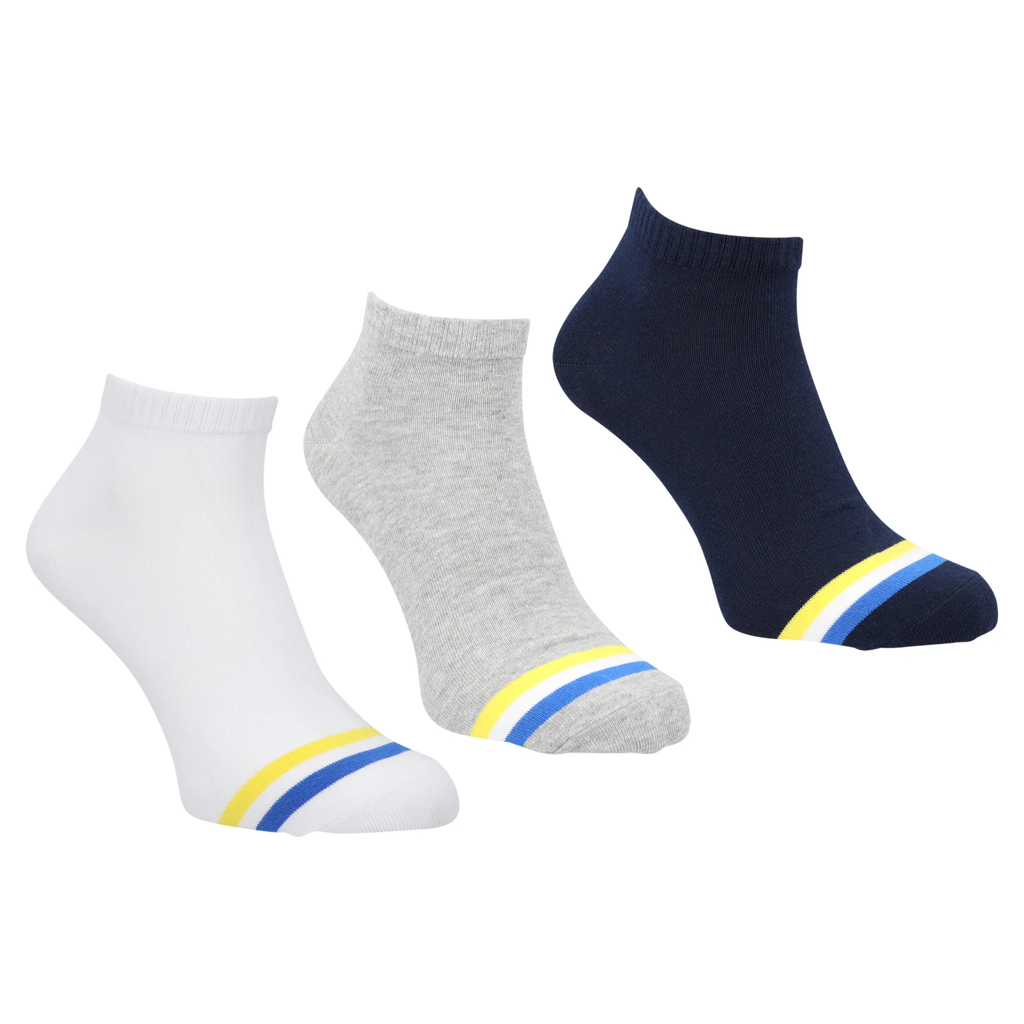 Leeds United 3 Pack Trainer Socks - White/Blue/Grey - Unisex