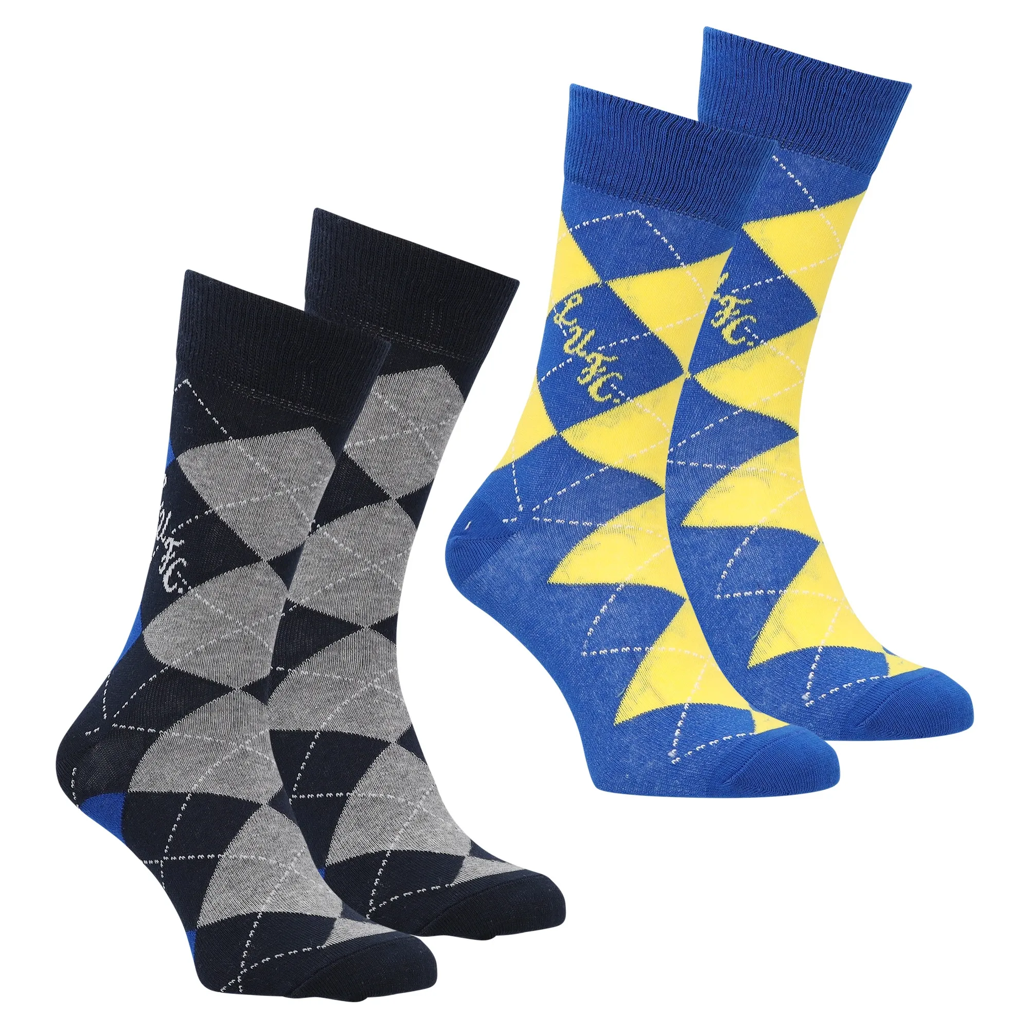 Leeds United 2 Pack Argyle Socks - Blue/Black - Adults