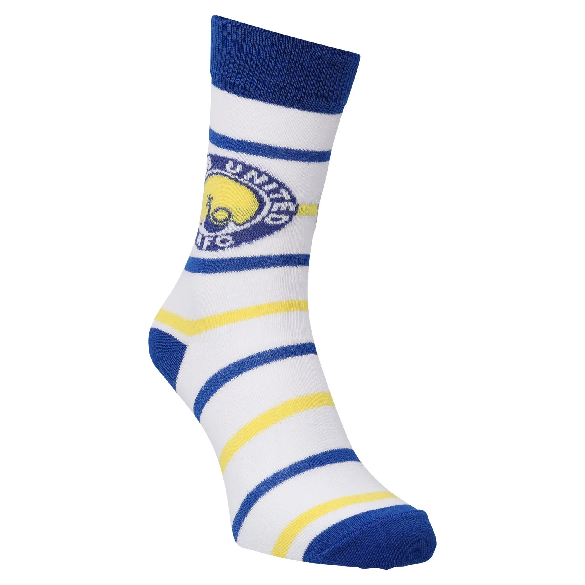 Leeds United Striped Peacock Socks - White - Adults