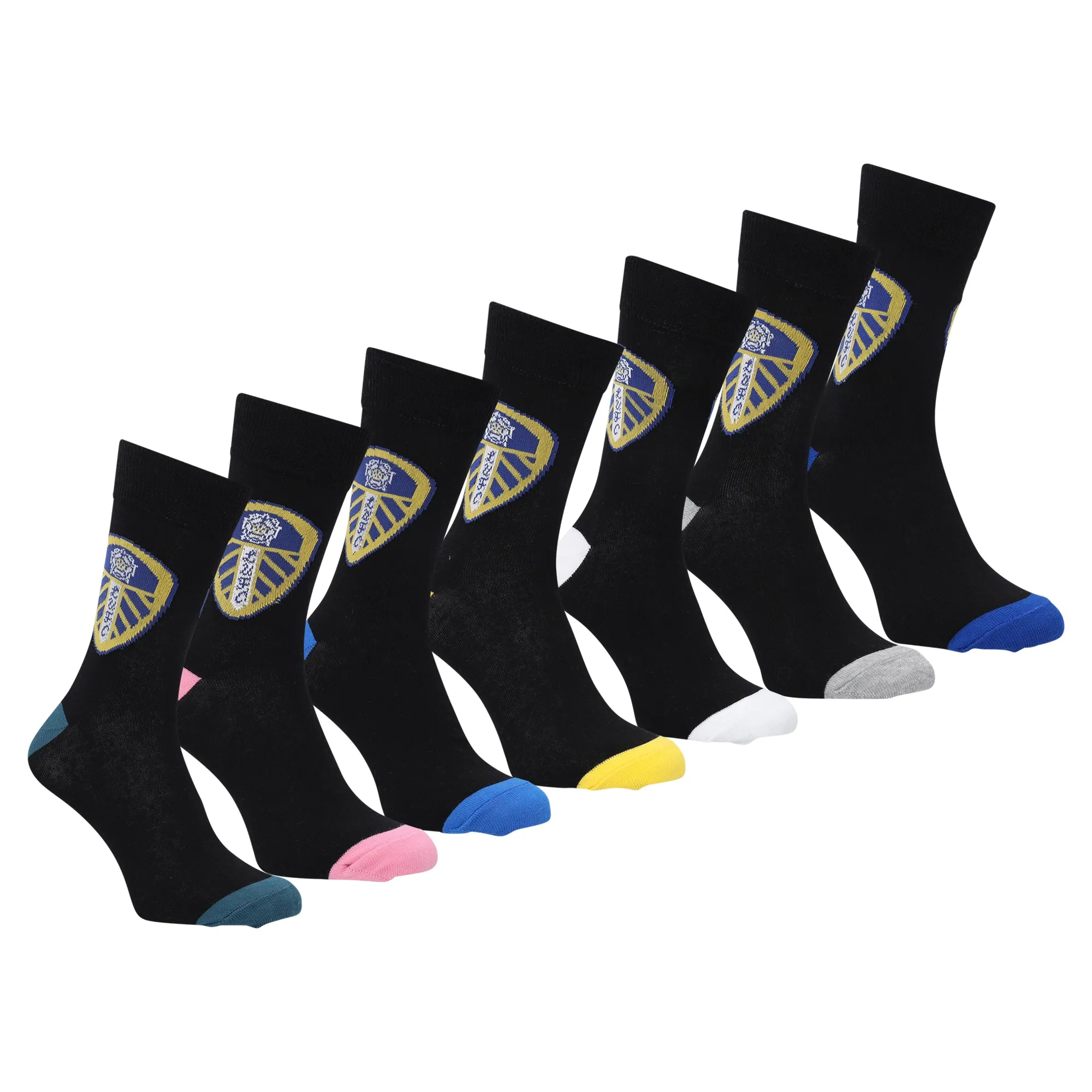 Leeds United Days Of The Week 7 Pack Socks - Black - Adults