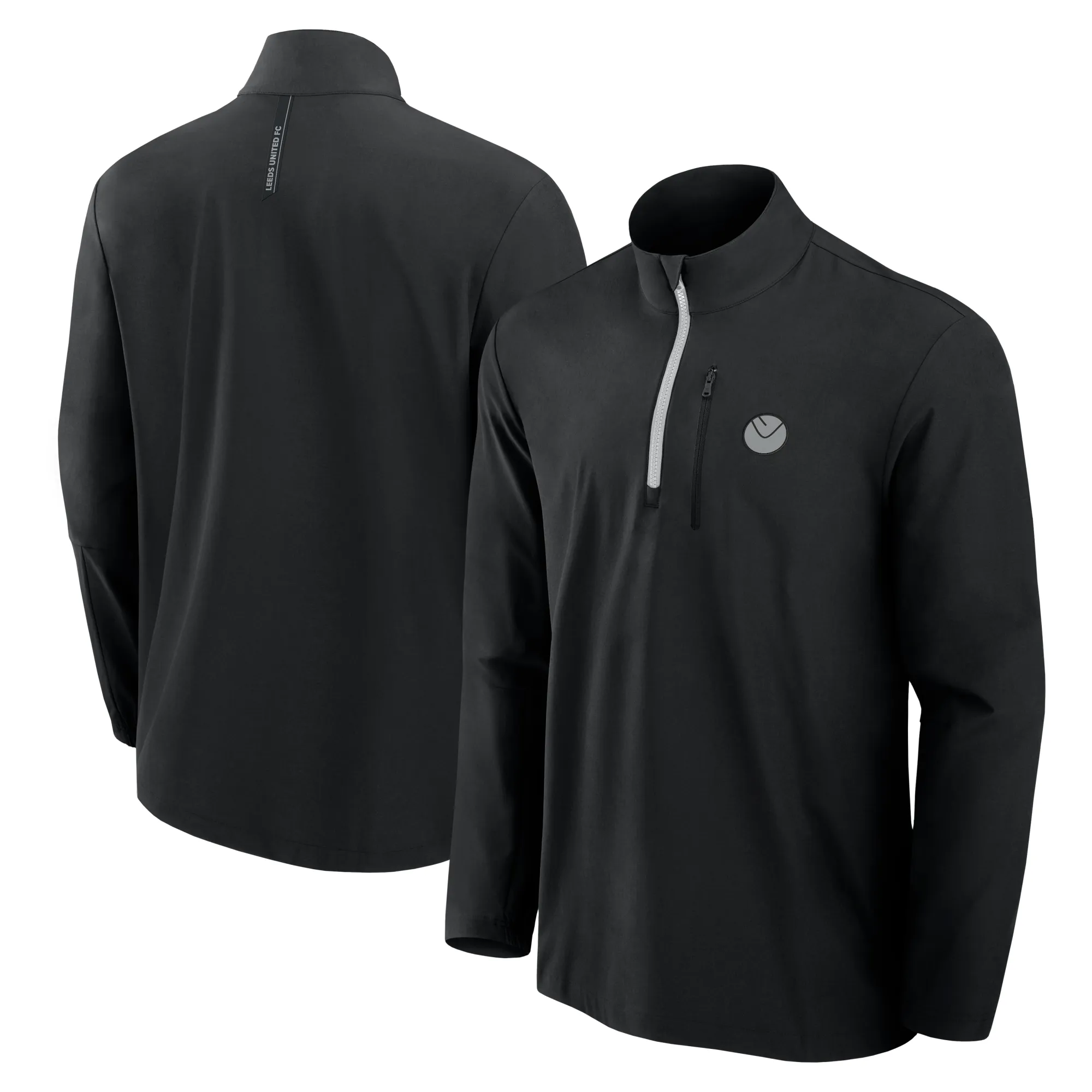 Leeds United Woven 1/4 Zip Top - Black - Mens
