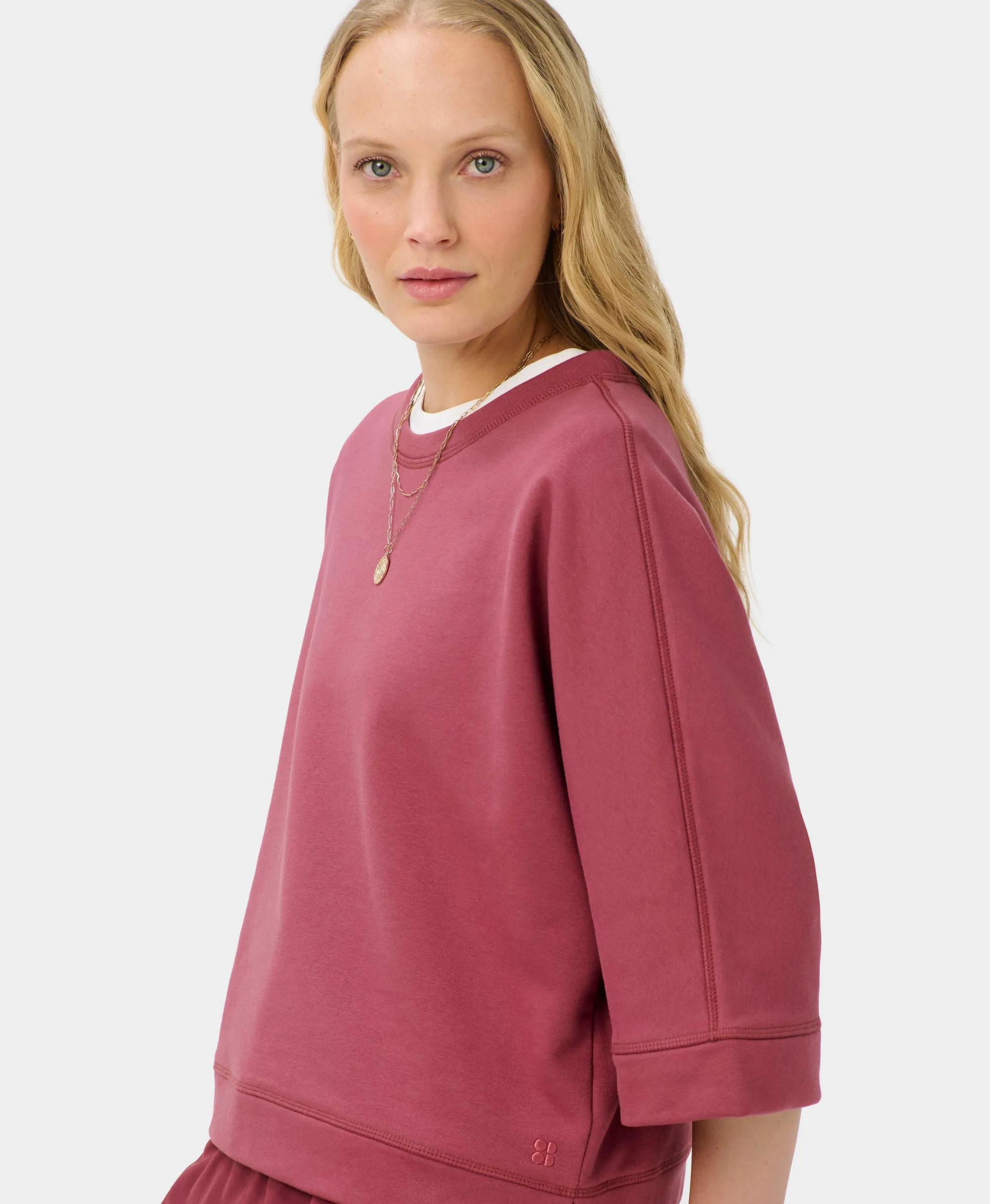Sweaty Betty Brushed Short Sleeve Sweatshirt, Pink, Women's S
