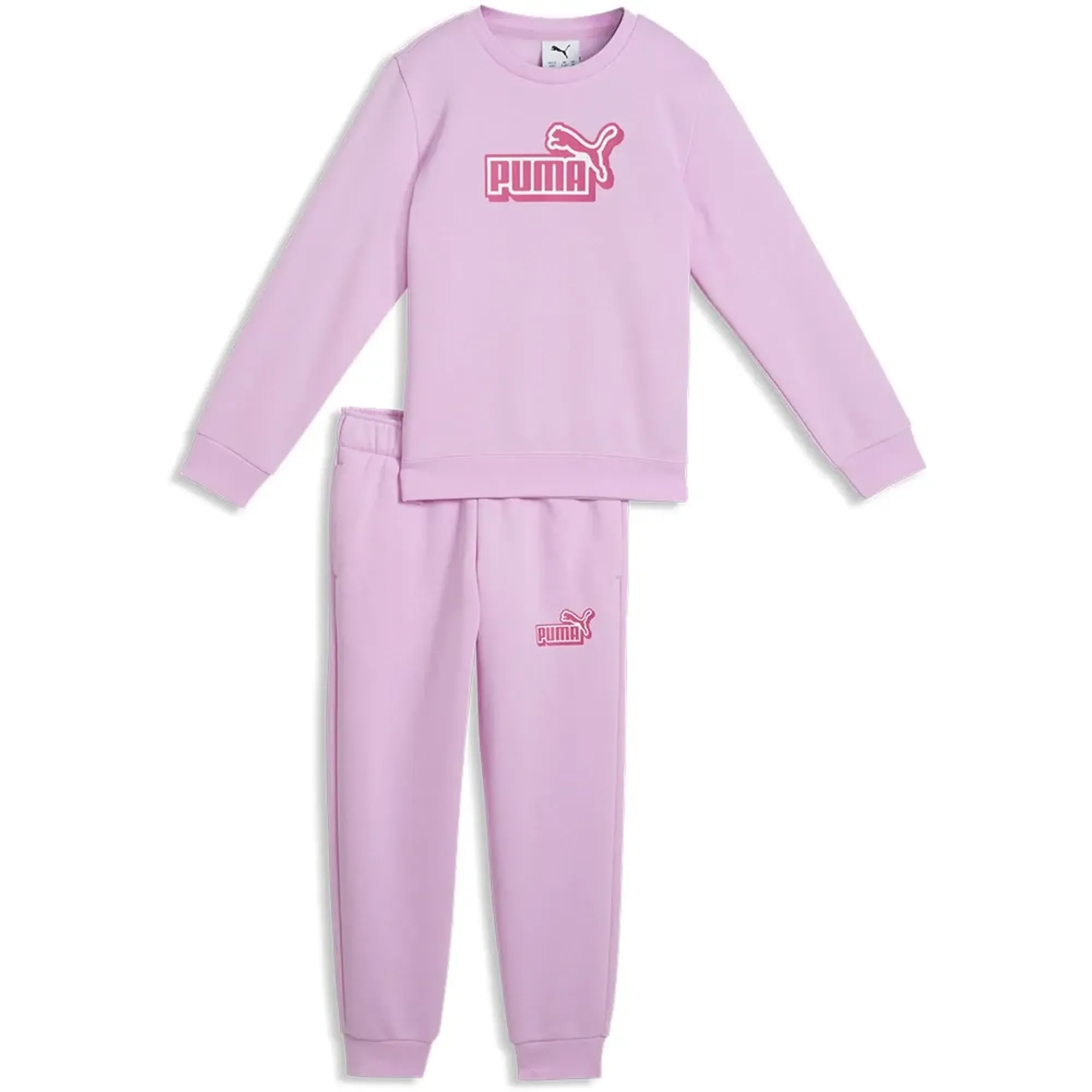 PUMA Essentials Logo Lab Crew Tracksuit Kids in Pink | Size 2-3 Youth
