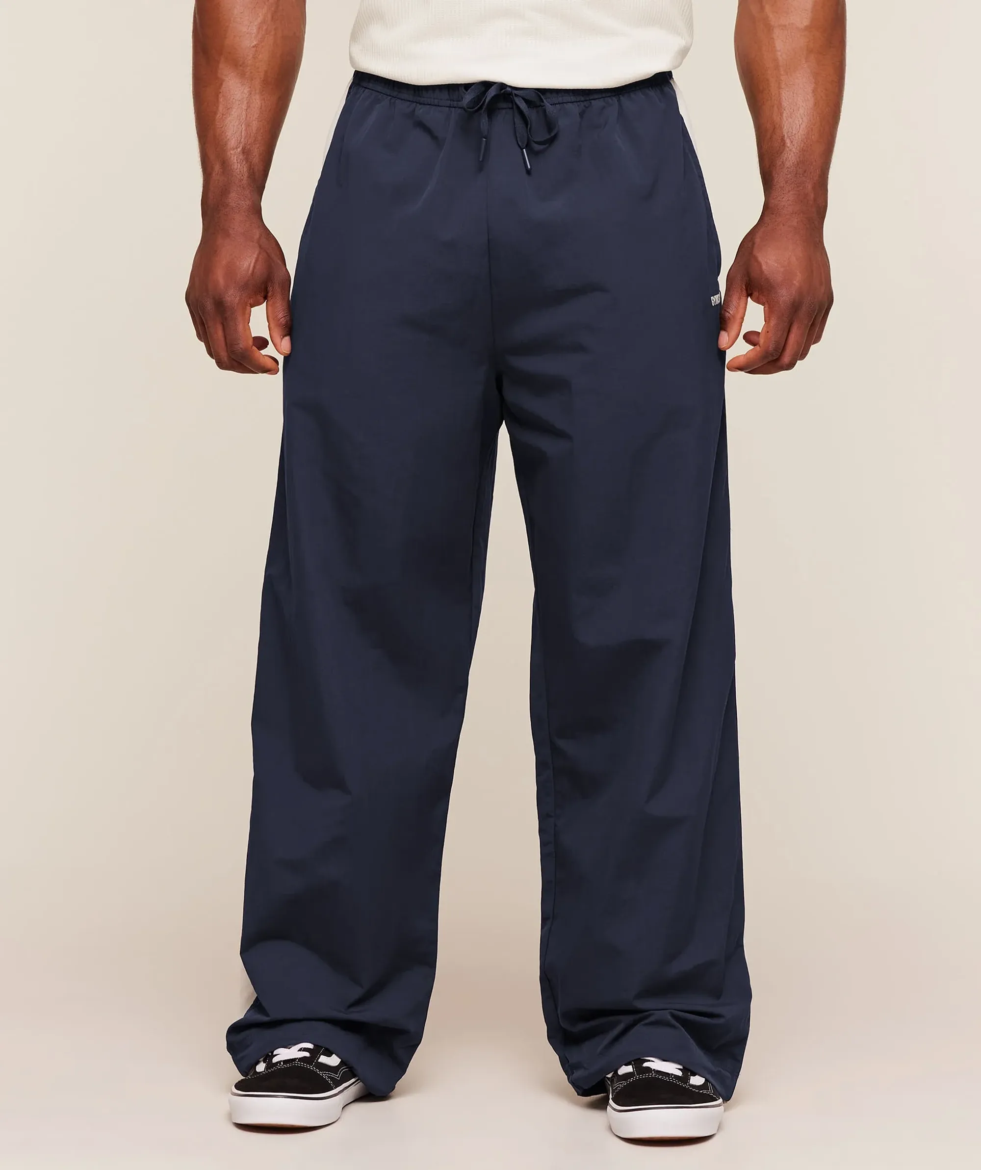 Gymshark Retro Collegiate Track Pants - Heavy Blue/Tinted White