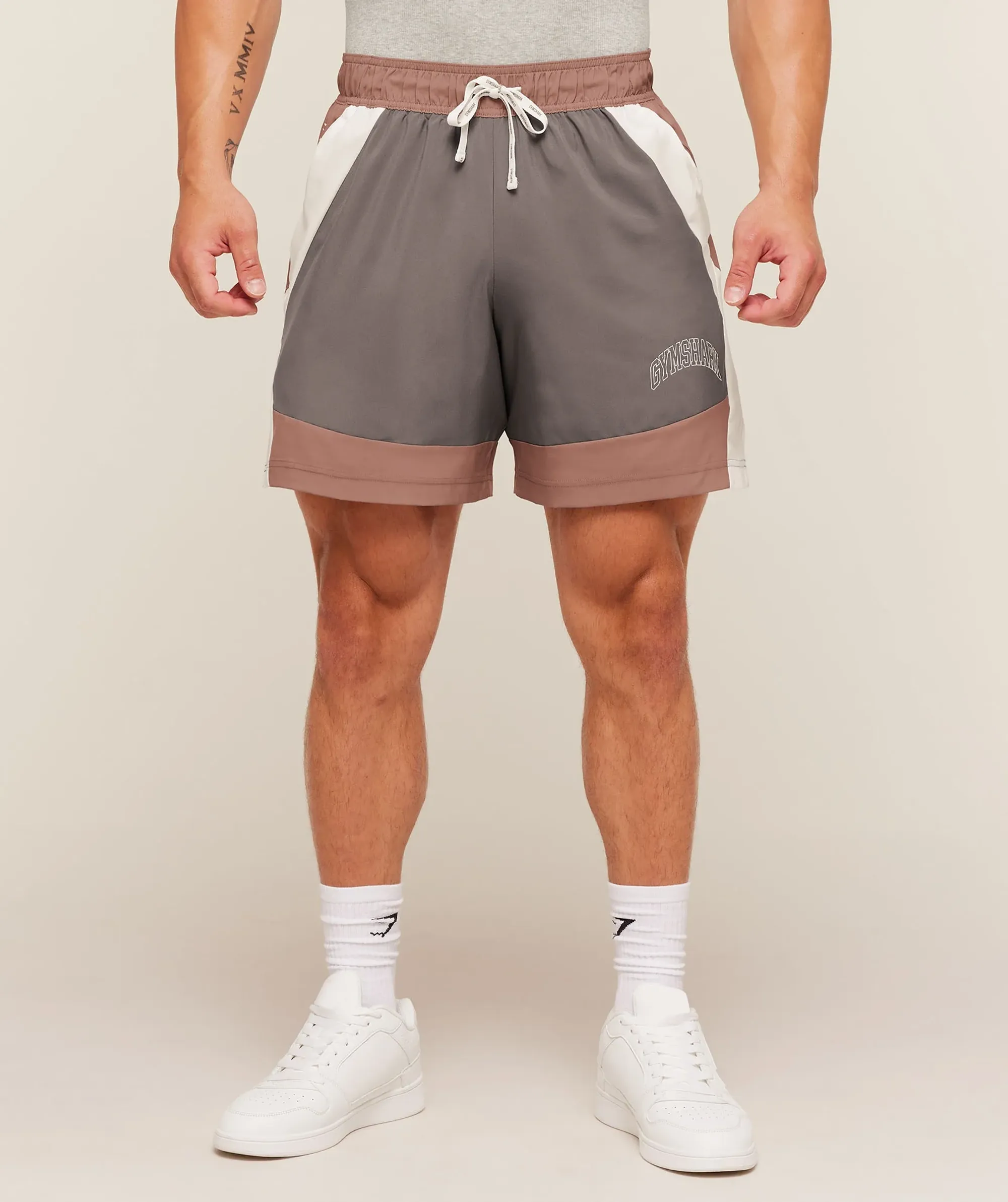 Gymshark Collegiate Tech Shorts - Taupe Brown