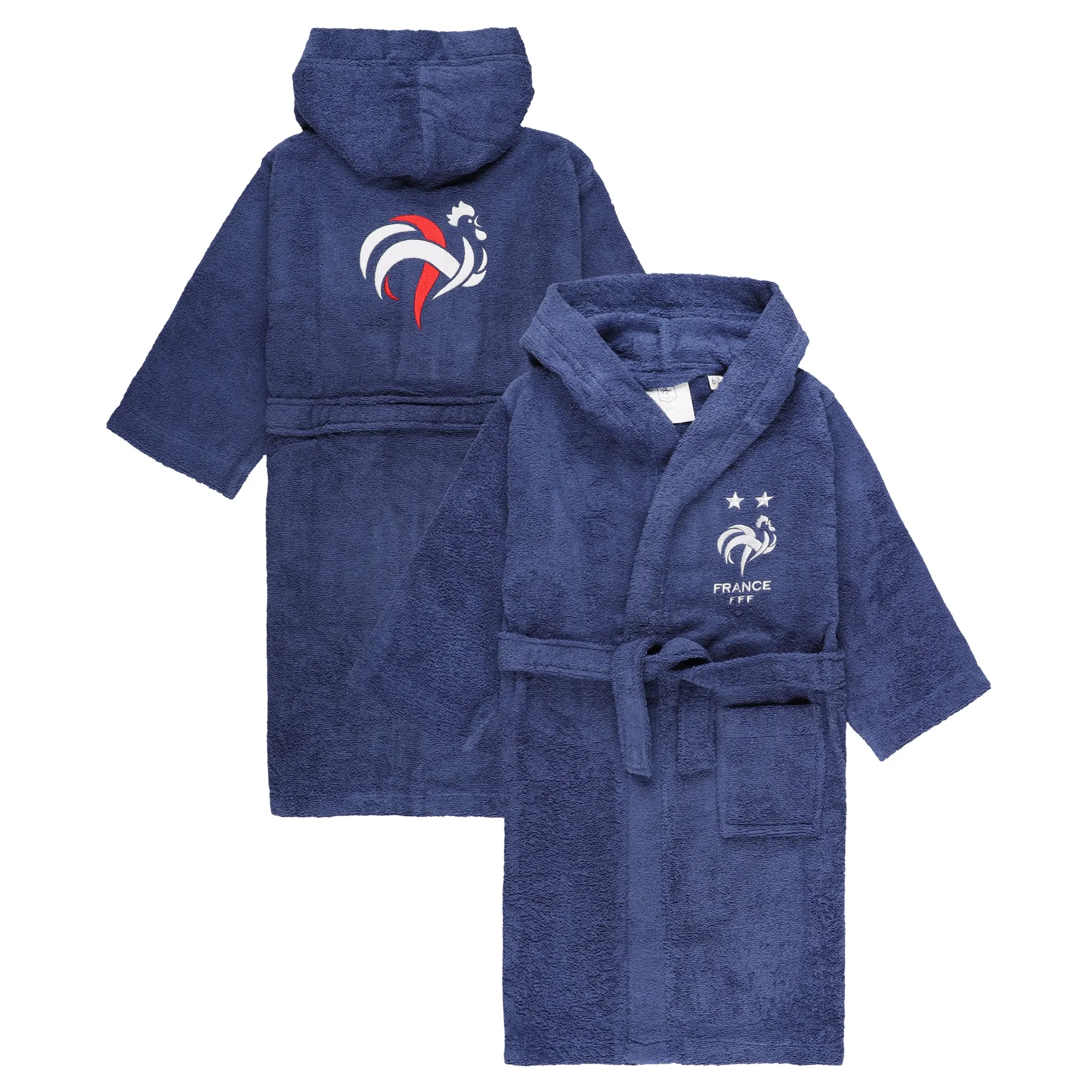France Hooded Cotton Bathrobe - Navy - Kids
