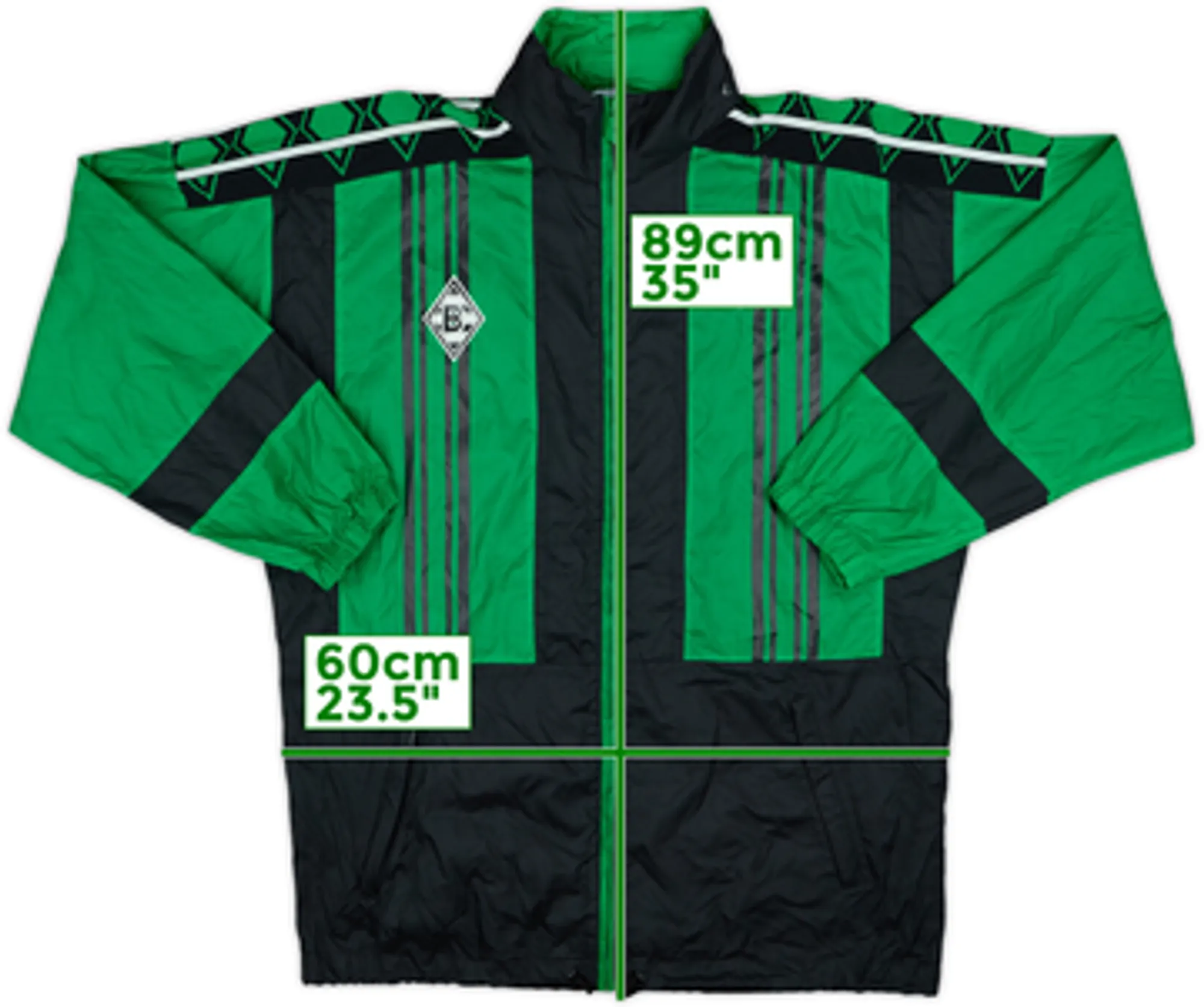 1996-98 Borussia Monchengladbach Reebok Hooded Rain Jacket - 8/10 - (L)