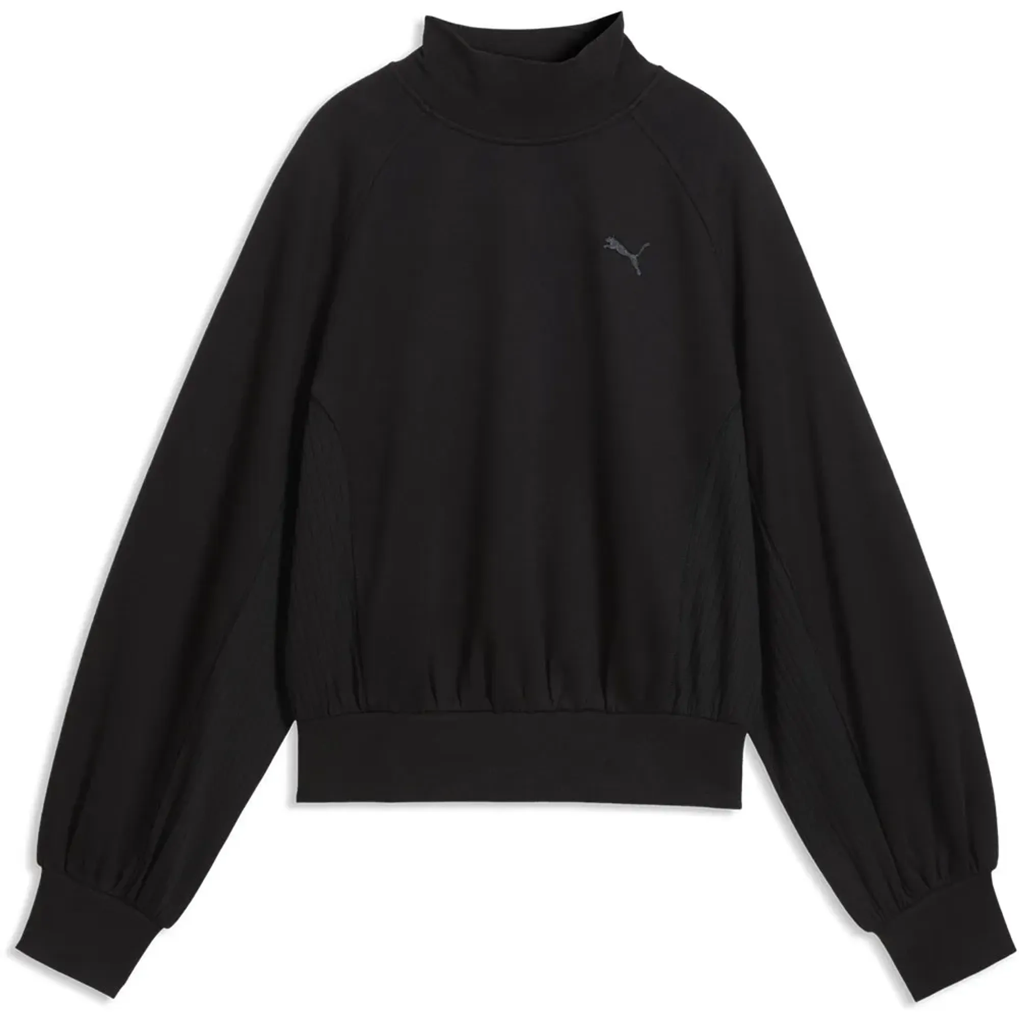 PUMA HER Relaxed Mock Neck Crew Sweatshirt Women in Black | Size Large