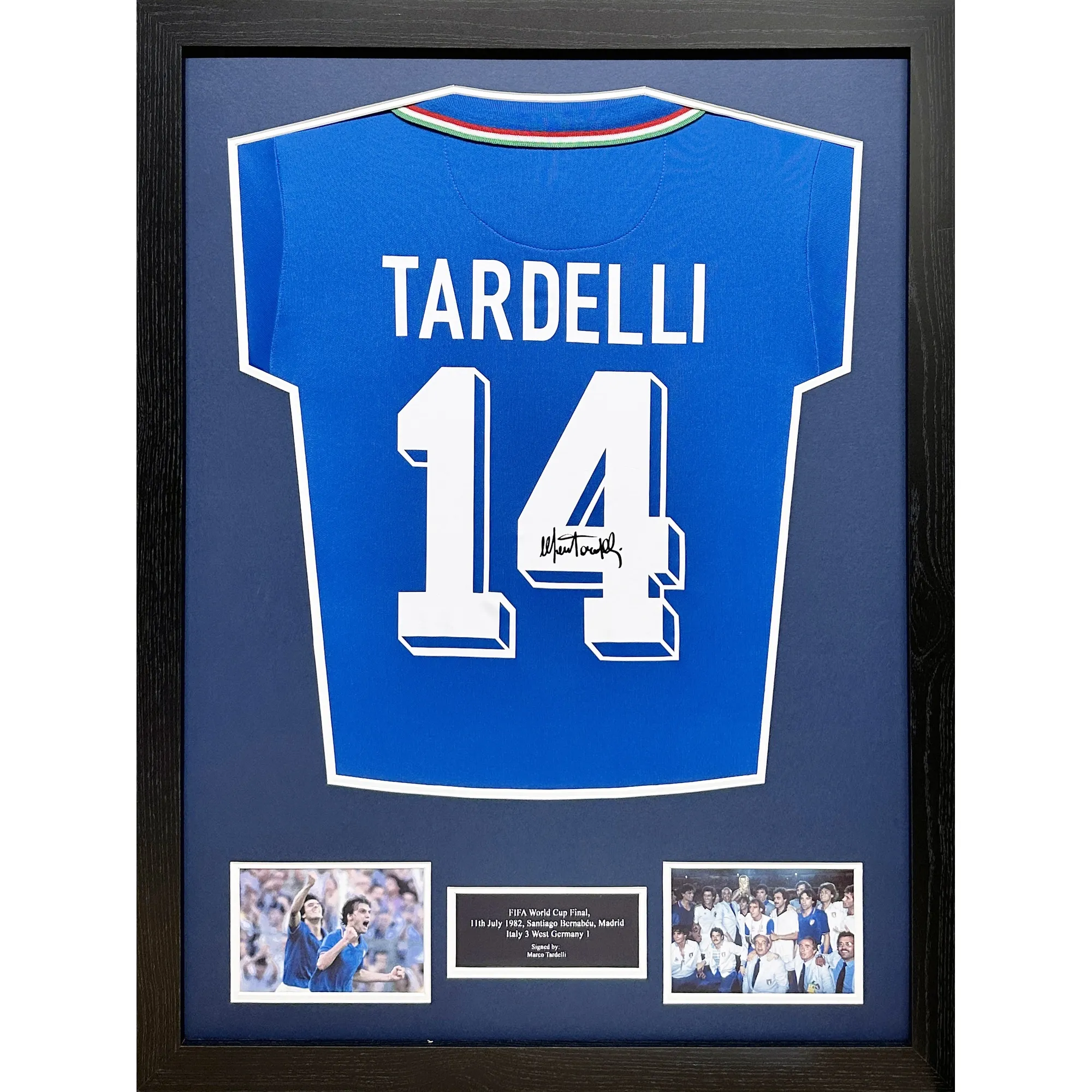 Italy Marco Tardelli Signed 1982 World Cup Shirt Framed