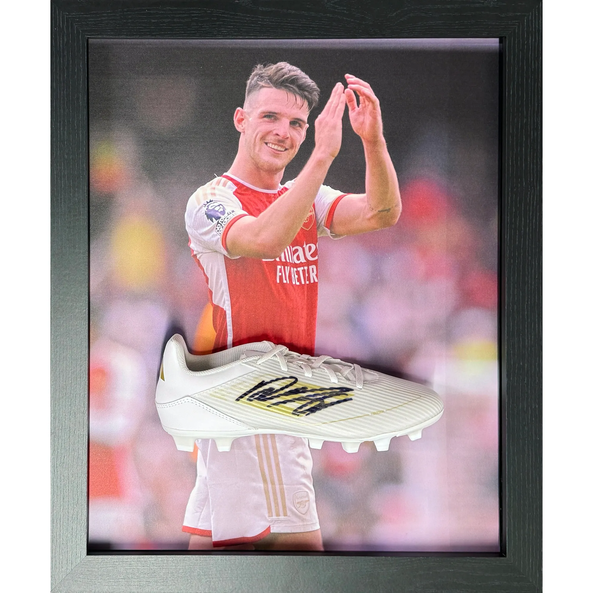 Arsenal Declan Rice Signed Adidas Football Boot Framed