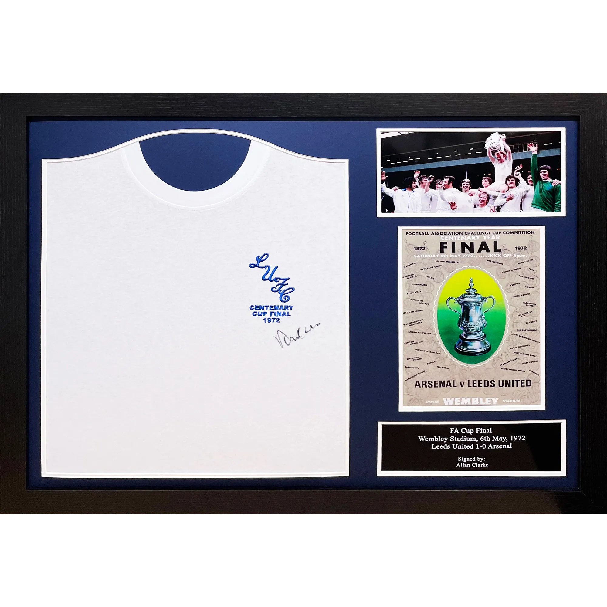 Leeds United Allan Clarke Signed 1972 FA Cup Final Shirt Framed