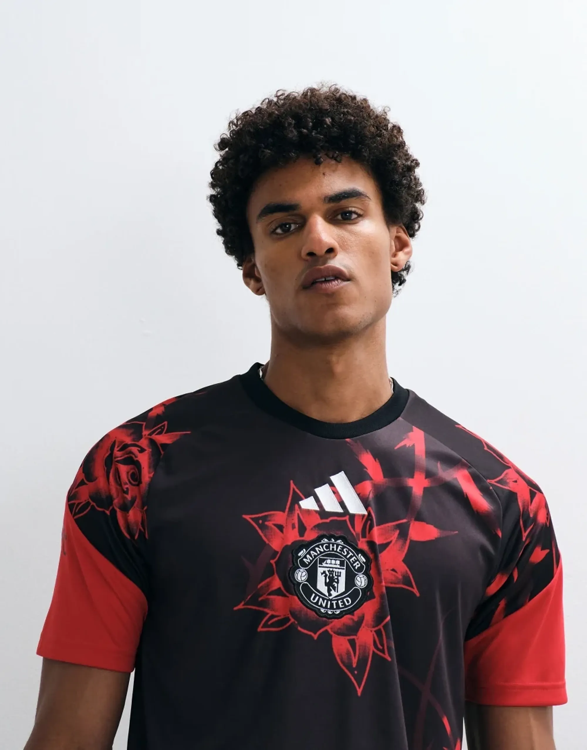Adidas Football Manchester United 26 Preshirt In Black And Red Print
