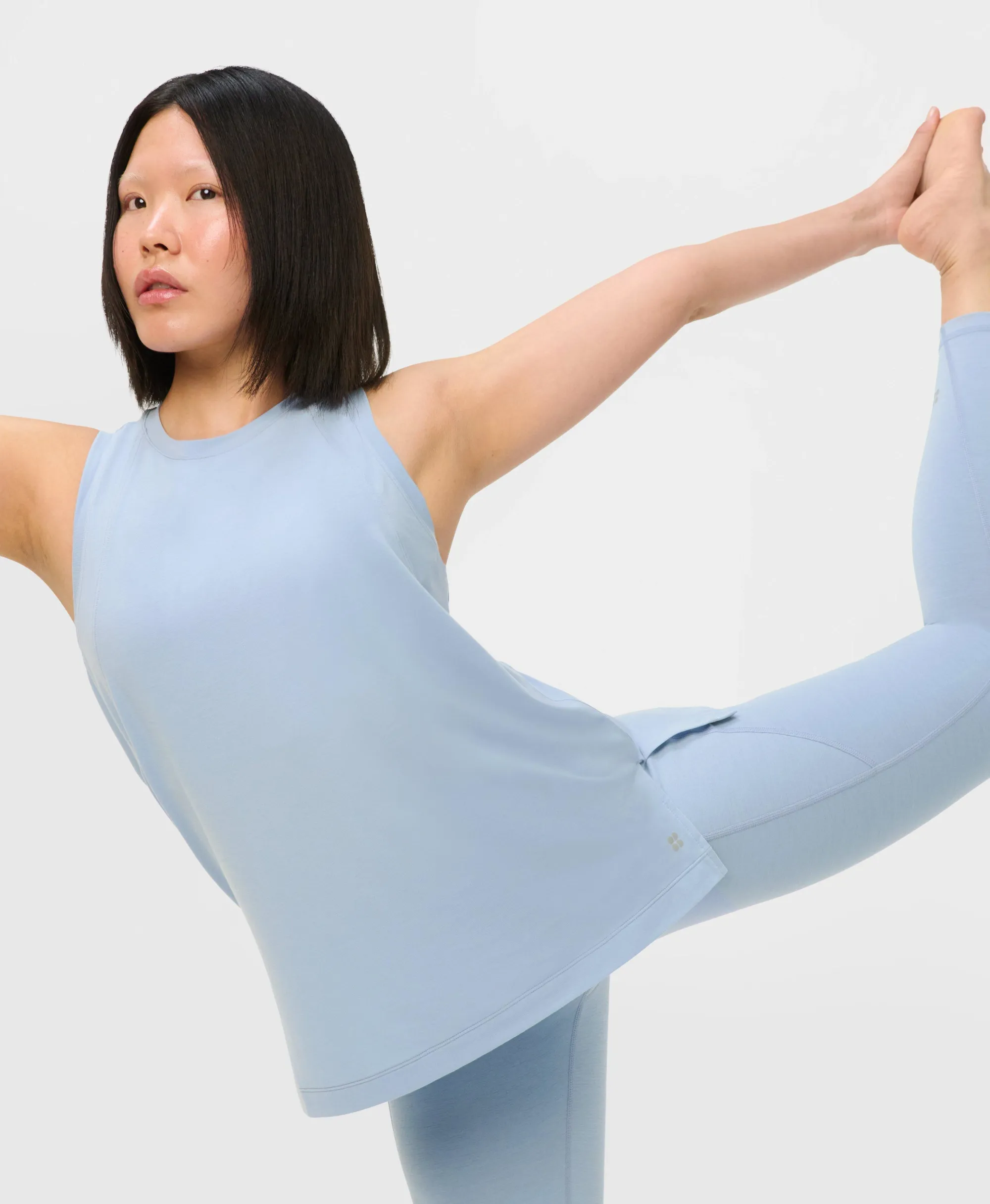 Sweaty Betty Soft Flow Studio Longline Vest, Blue, Women's S