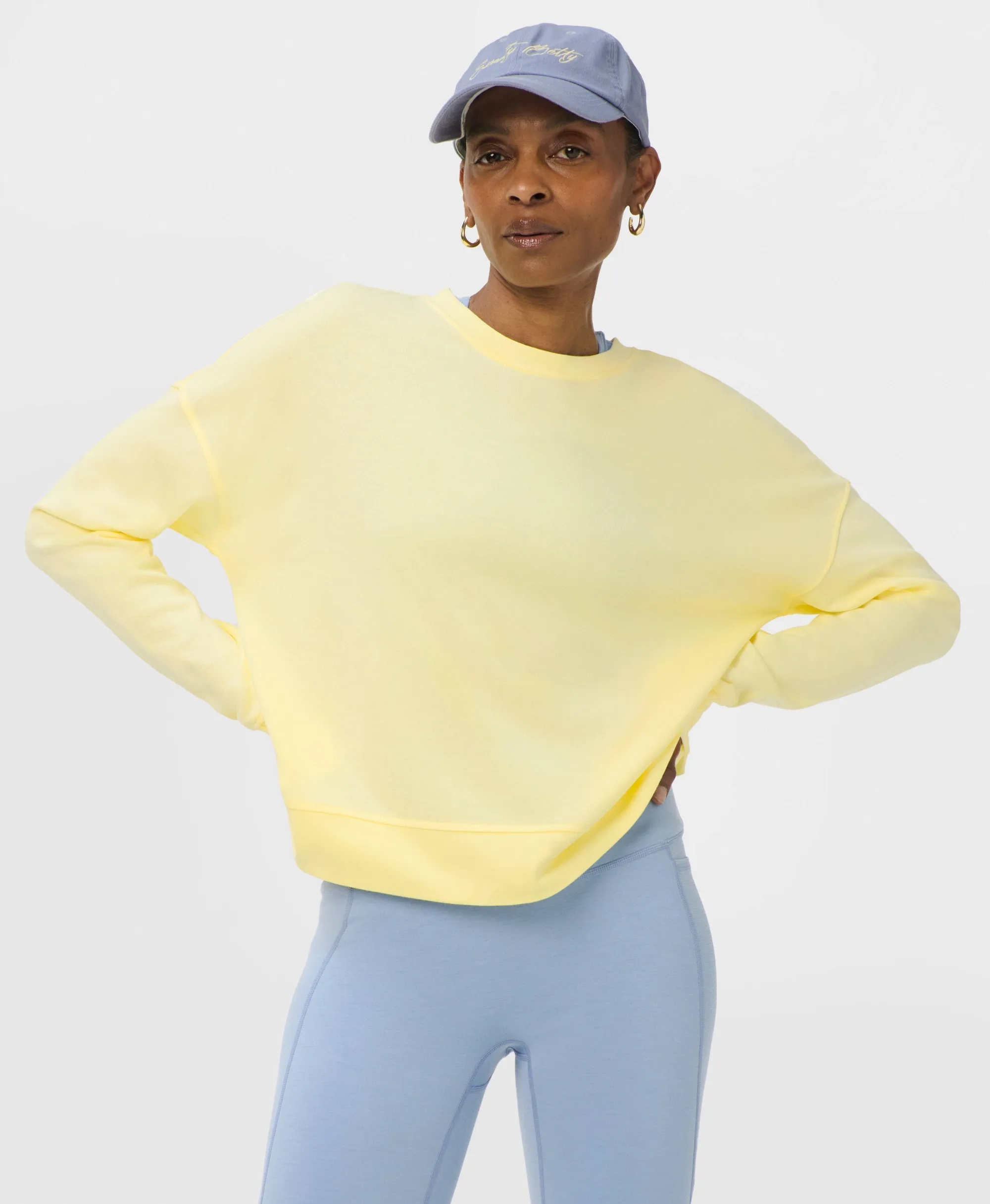 Sweaty Betty After Class Crop Sweatshirt, Yellow, Women's XL