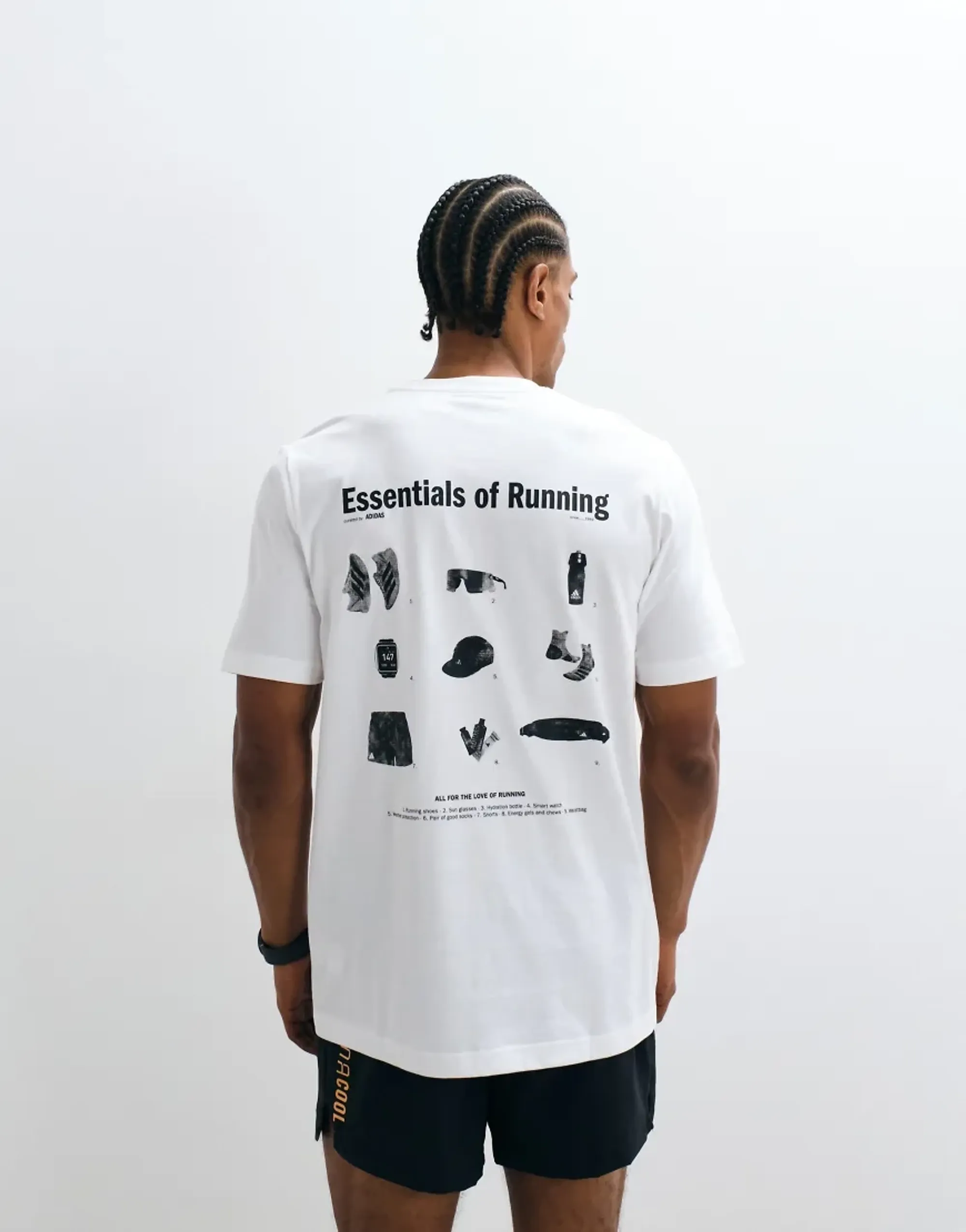 Adidas Running T-Shirt With Back Print In White