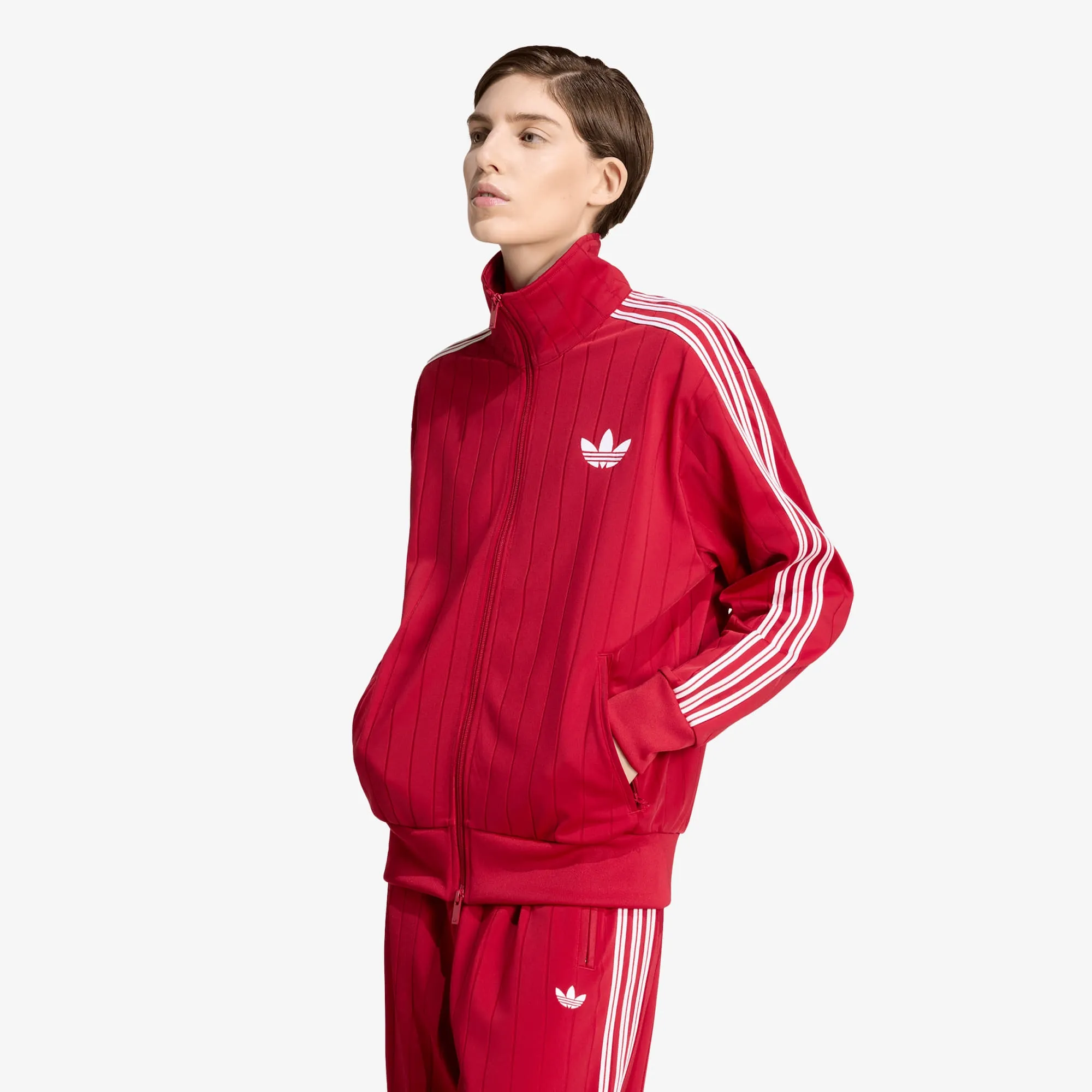 Sweatshirt Adidas Pinstripe Firebird Loose Tracktop Team Victory Red/ White/ Team Victory Red M