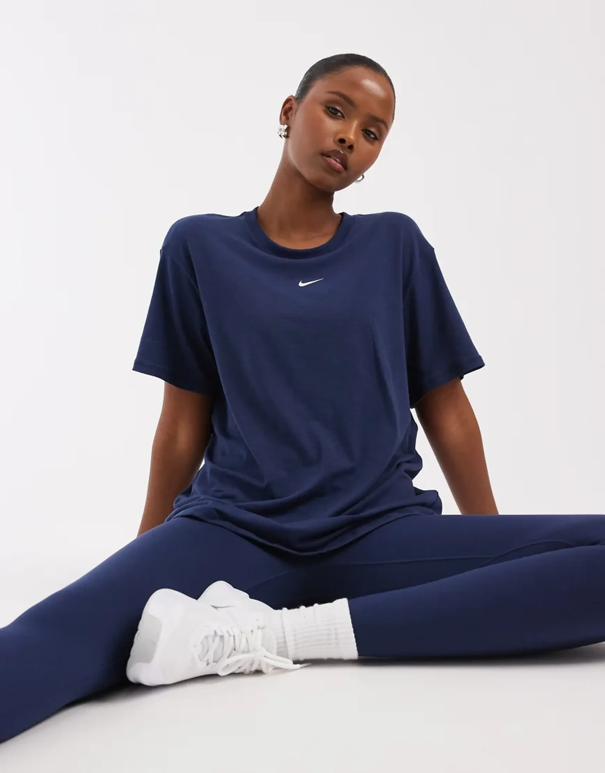 Nike Training One Dri-Fit Relaxed Short Sleeve Top In Navy