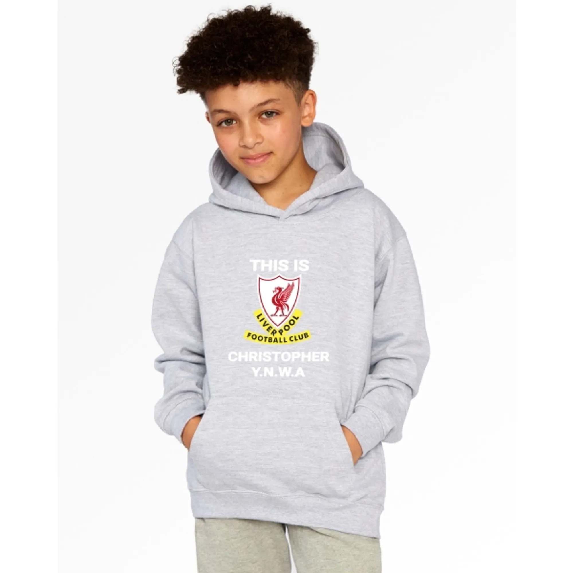 LFC Junior This is Anfield Personalised Grey Hoody