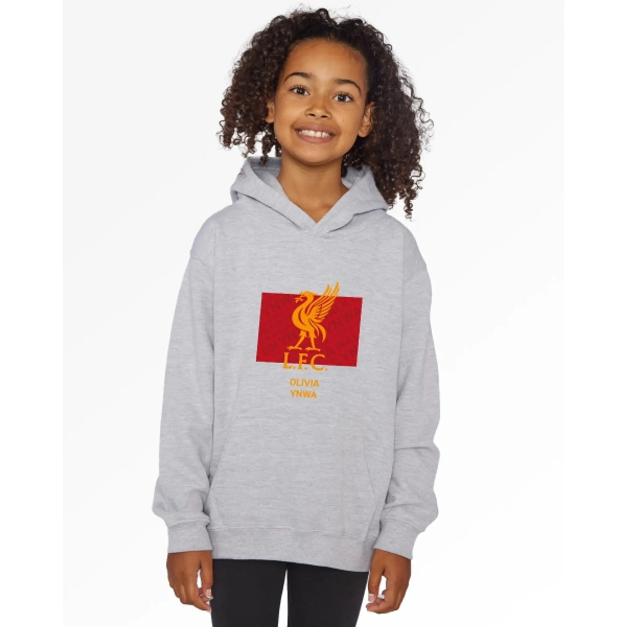 LFC Junior Liverbird Personalised Grey Hoody
