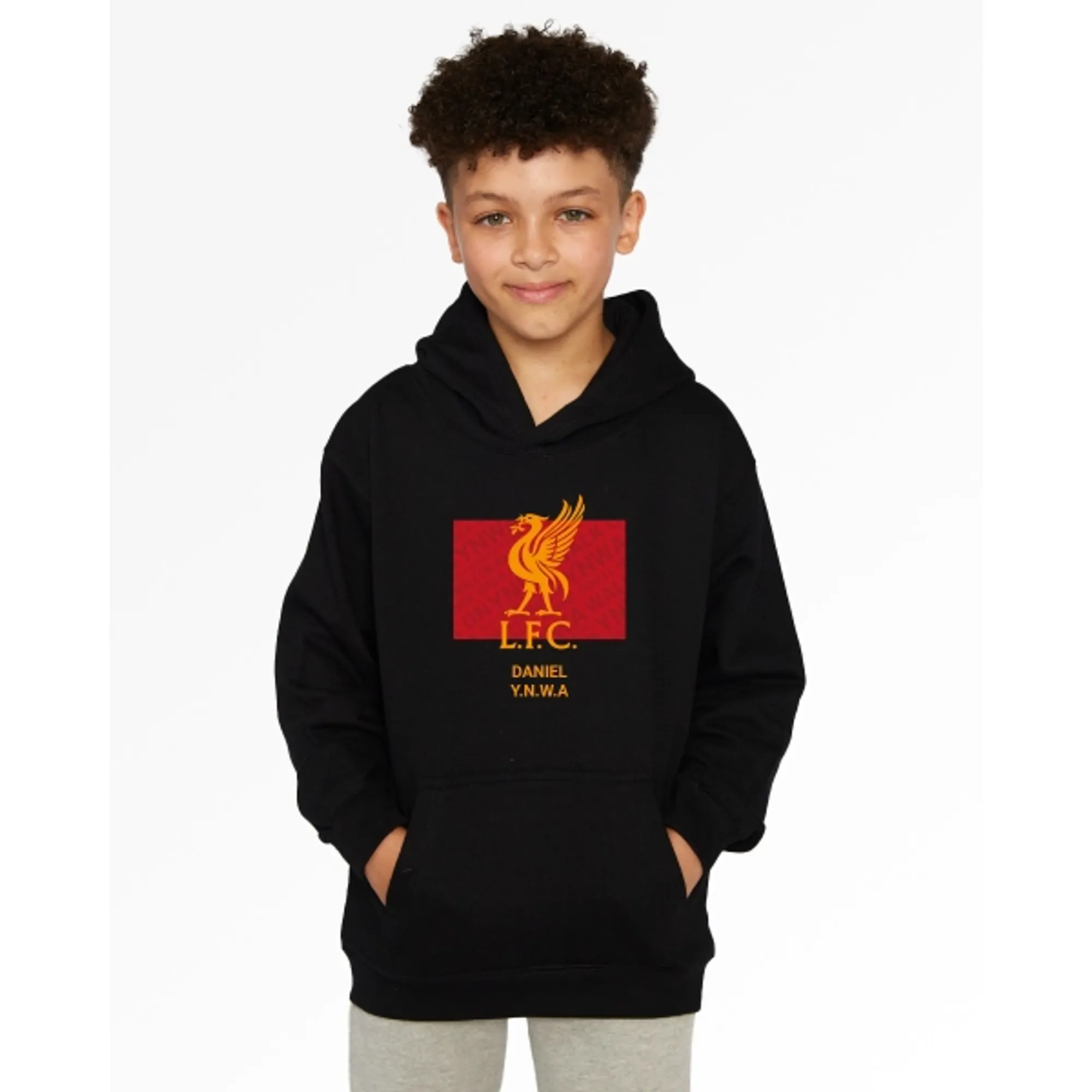 LFC Junior Liverbird Personalised Black Hoody
