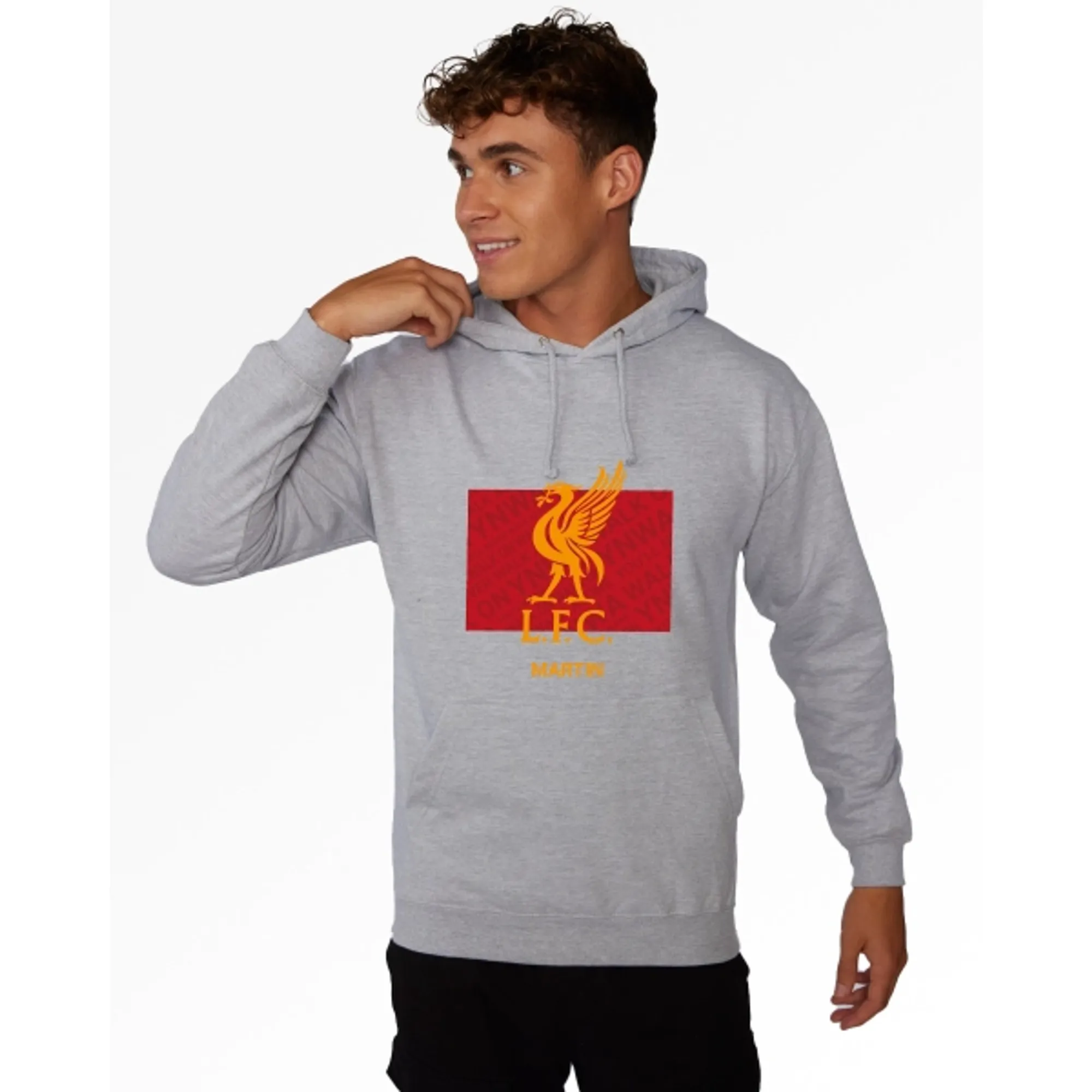 LFC Liverbird Personalised Grey Hoody