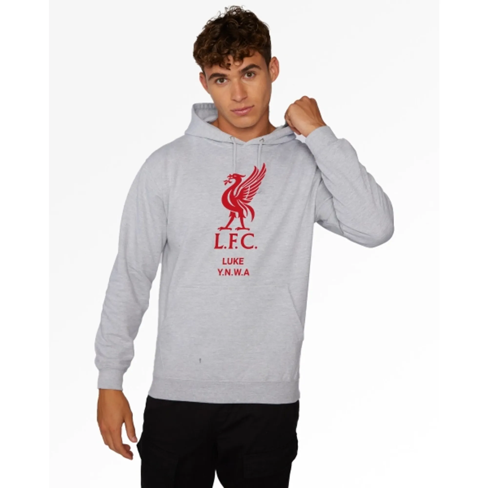 LFC Red Liverbird Personalised Grey Hoody