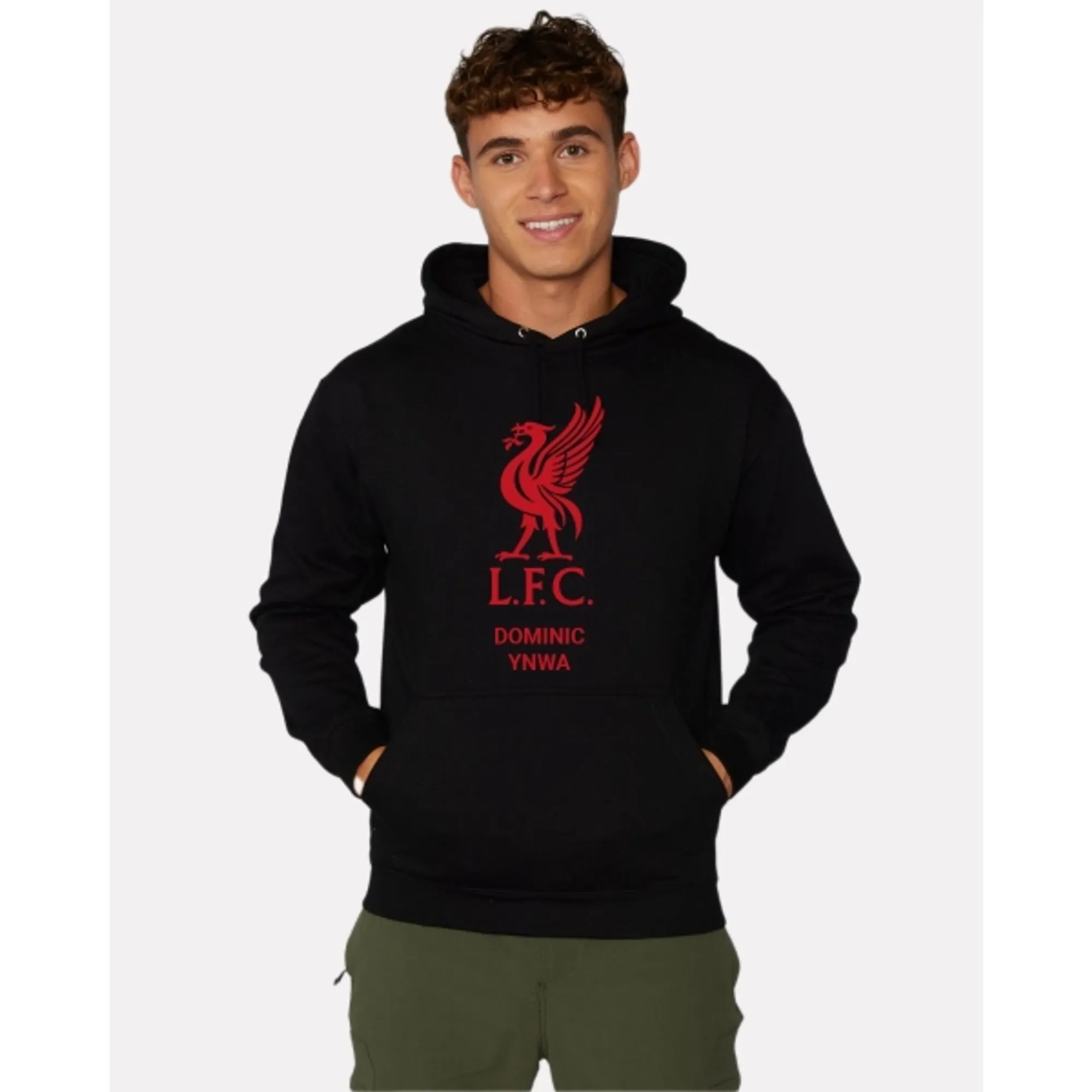 LFC Red Liverbird Personalised Black Hoody