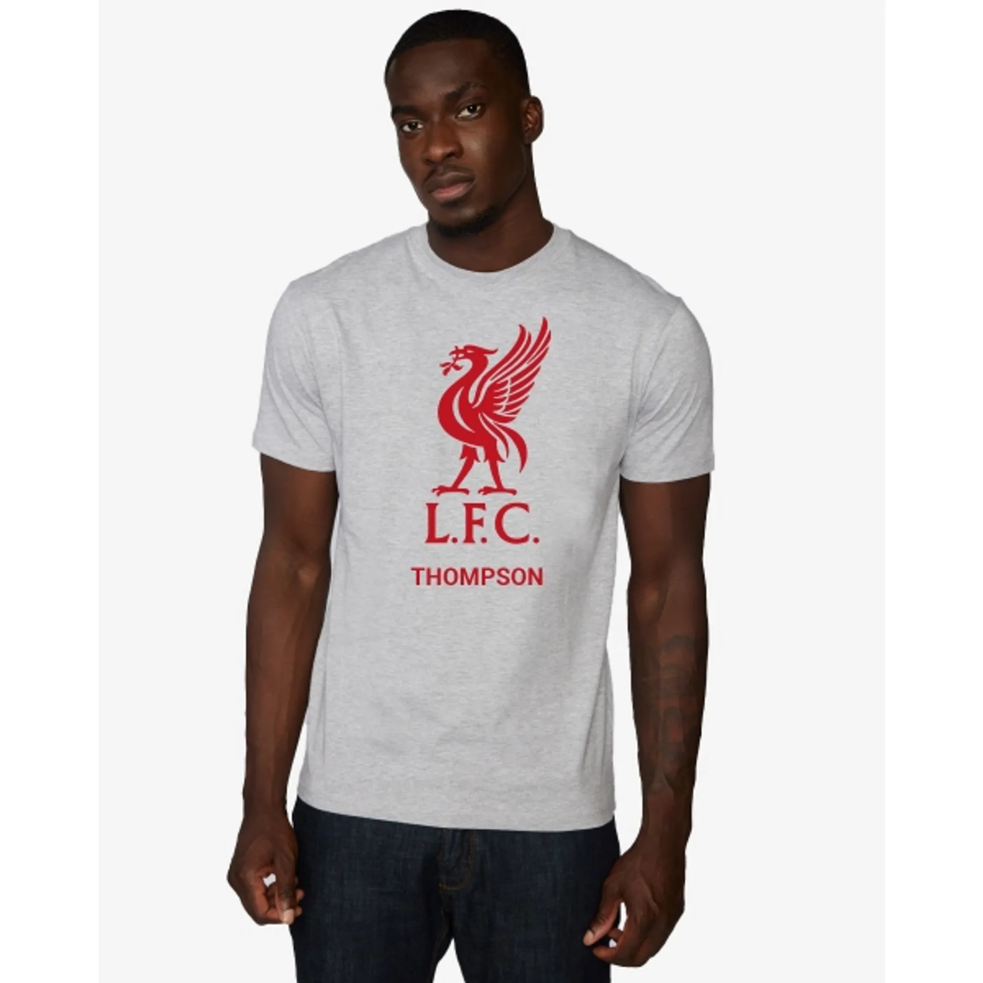 LFC Red Liverbird Personalised Grey Tee