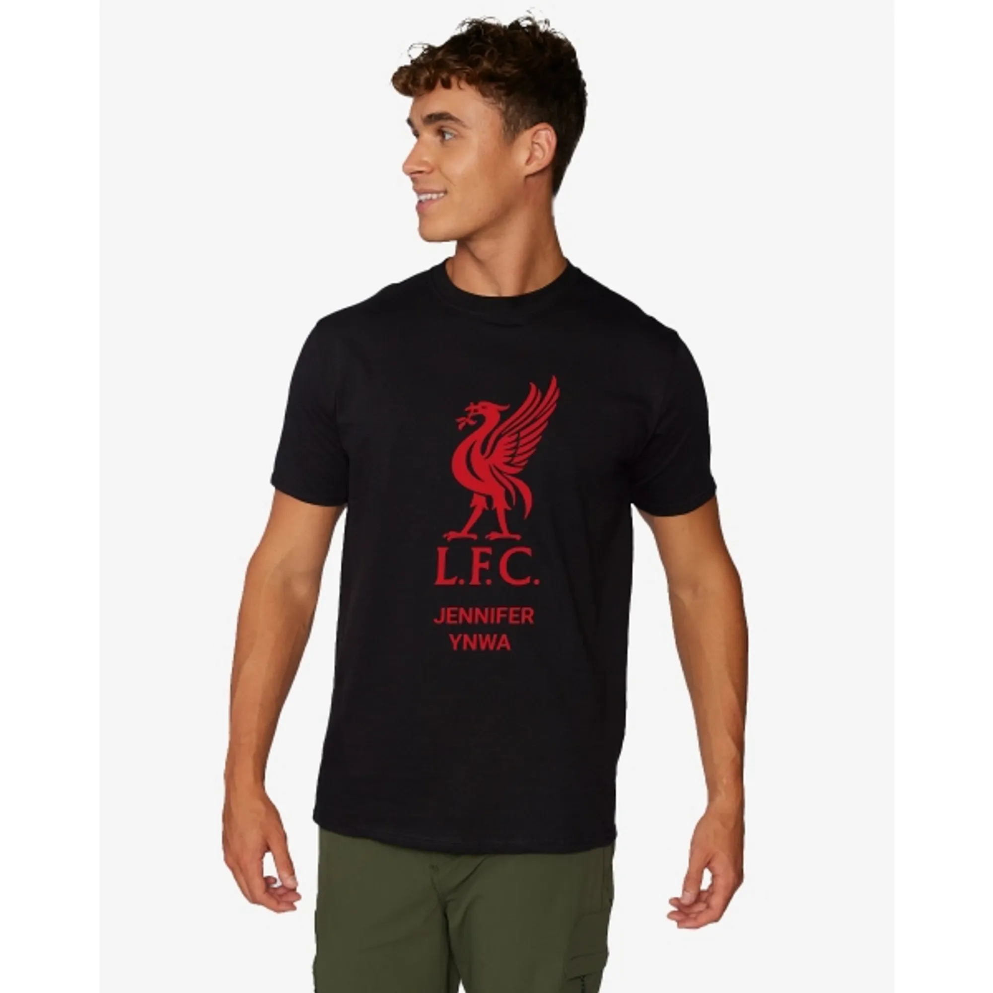 LFC Red Liverbird Personalised Black Tee