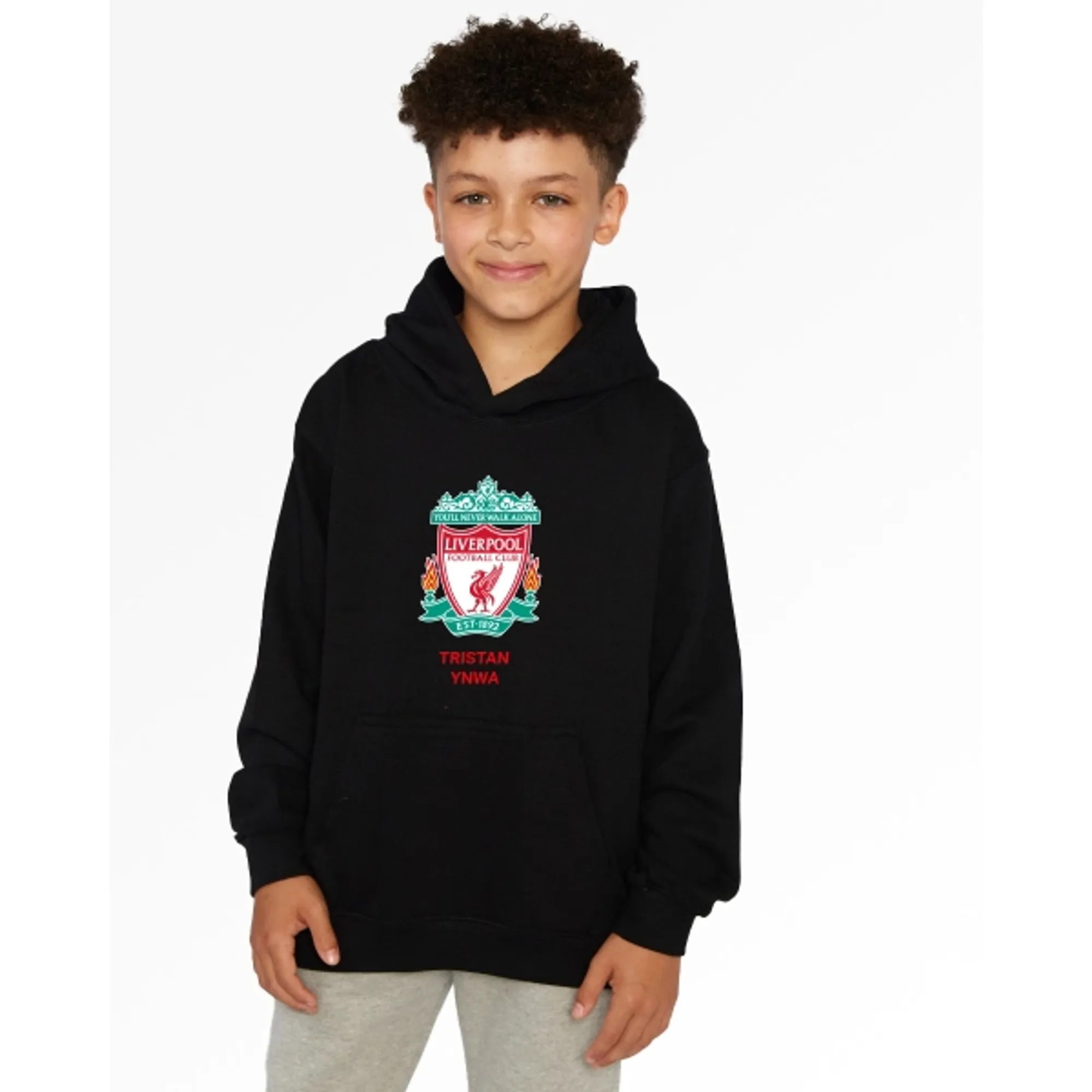 LFC Junior Crest Personalised Black Hoody