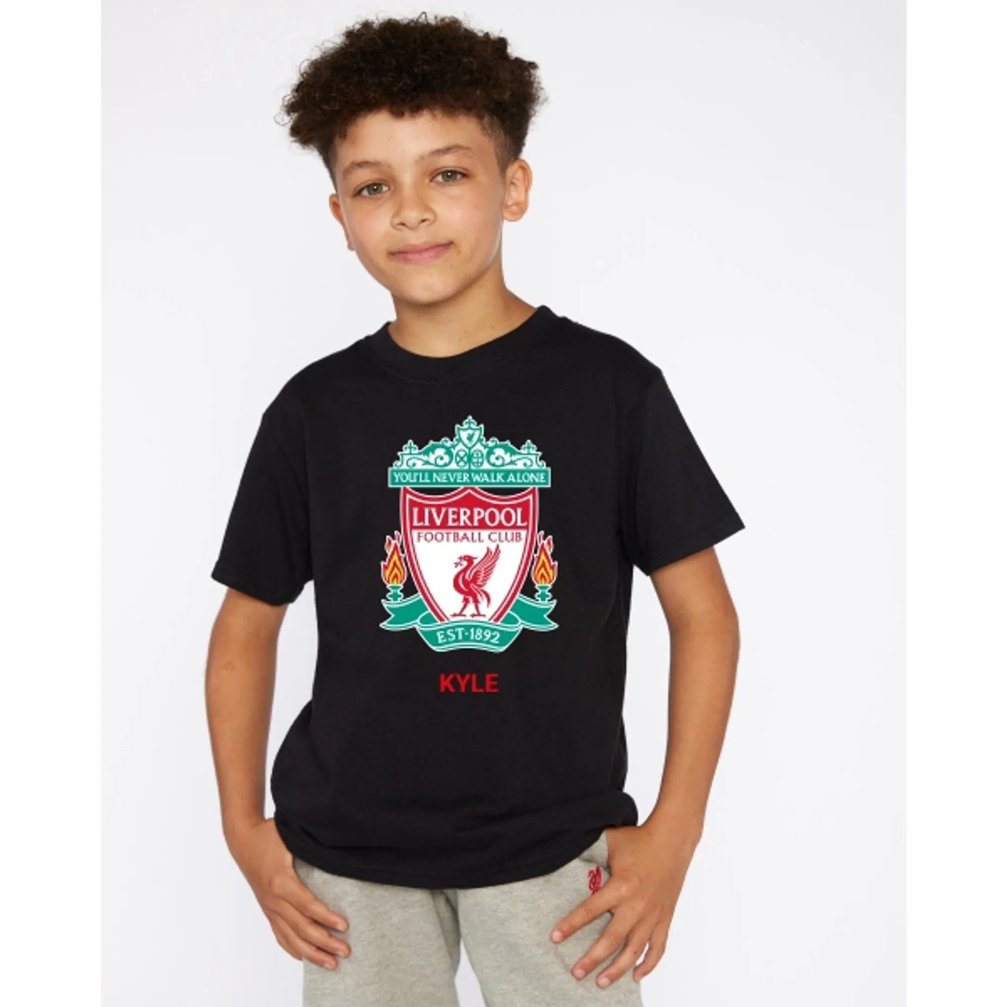 LFC Junior Crest Personalised Black Tee