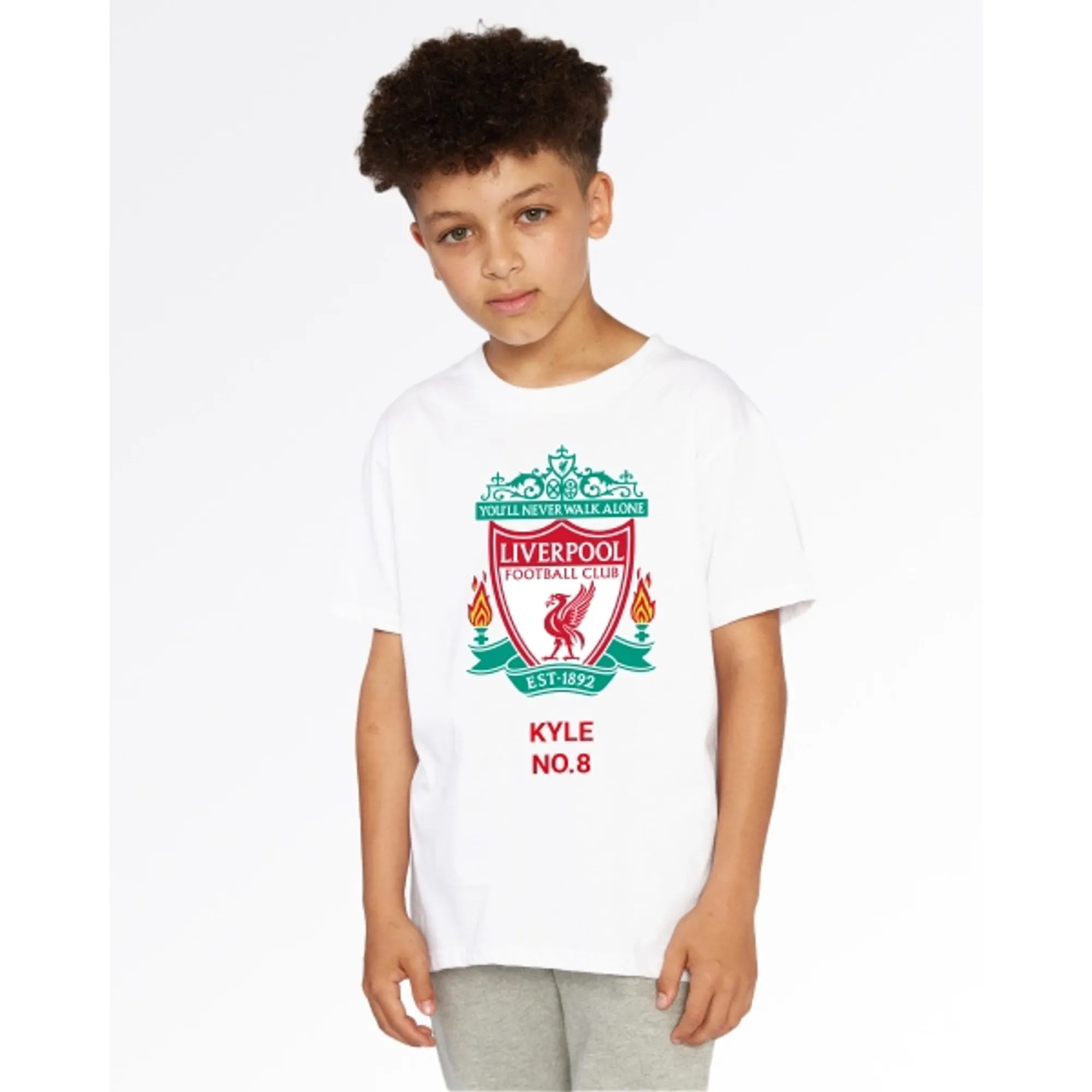 LFC Junior Crest Personalised White Tee
