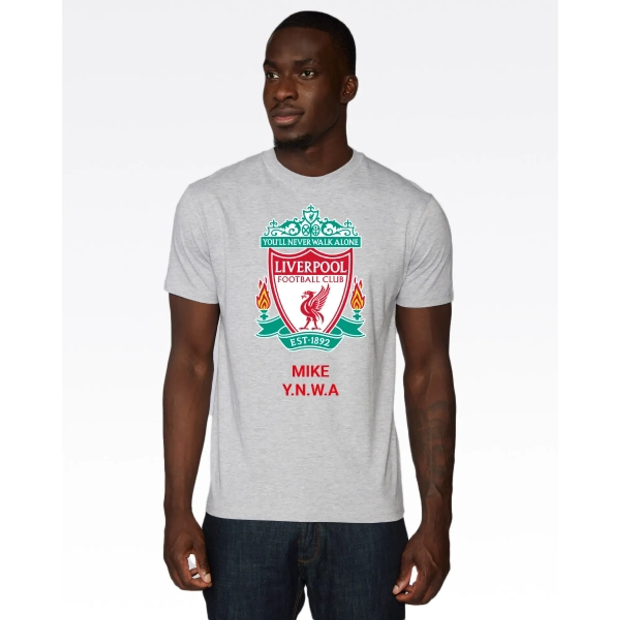 LFC Crest Personalised Grey Tee