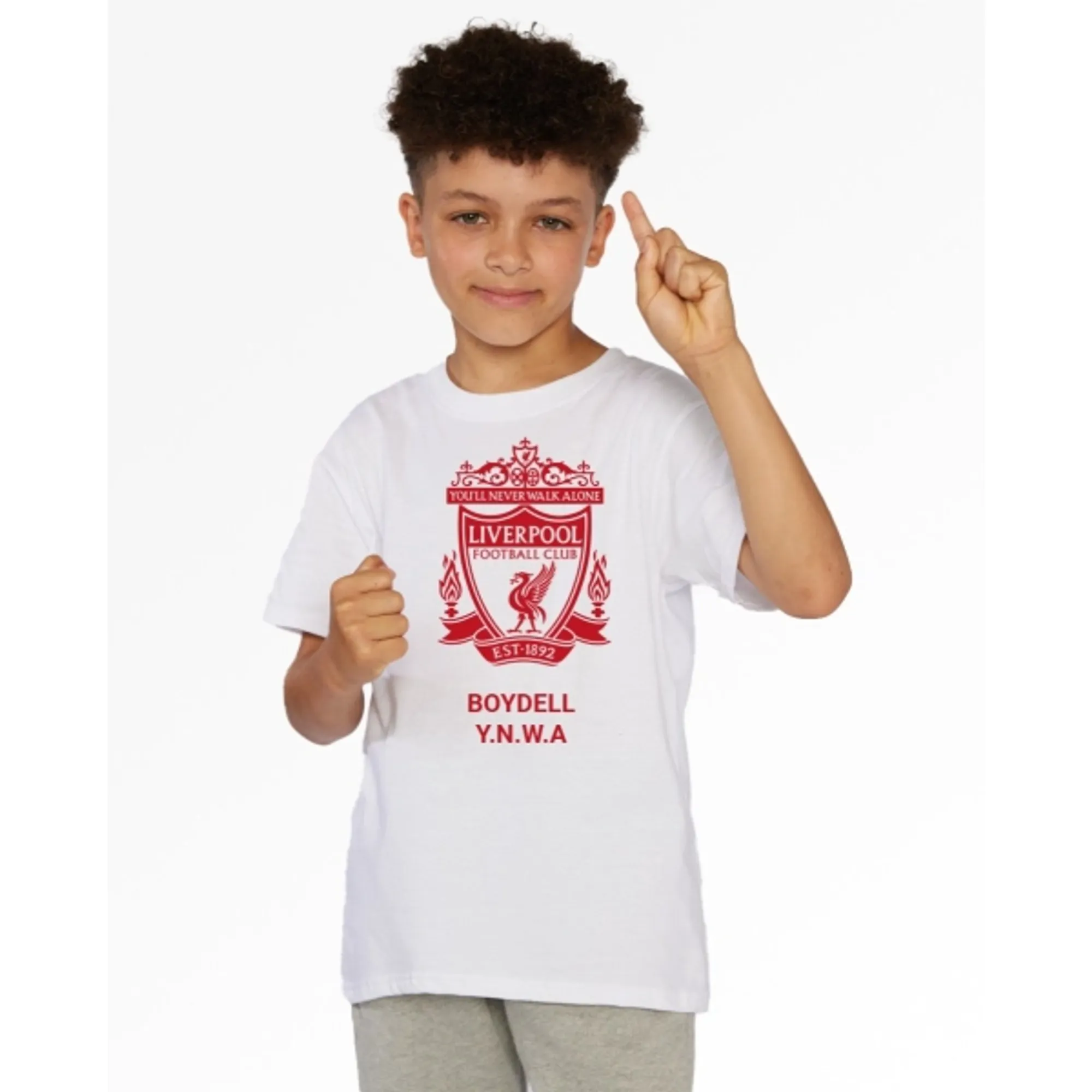 LFC Junior Red Crest Personalised White Tee