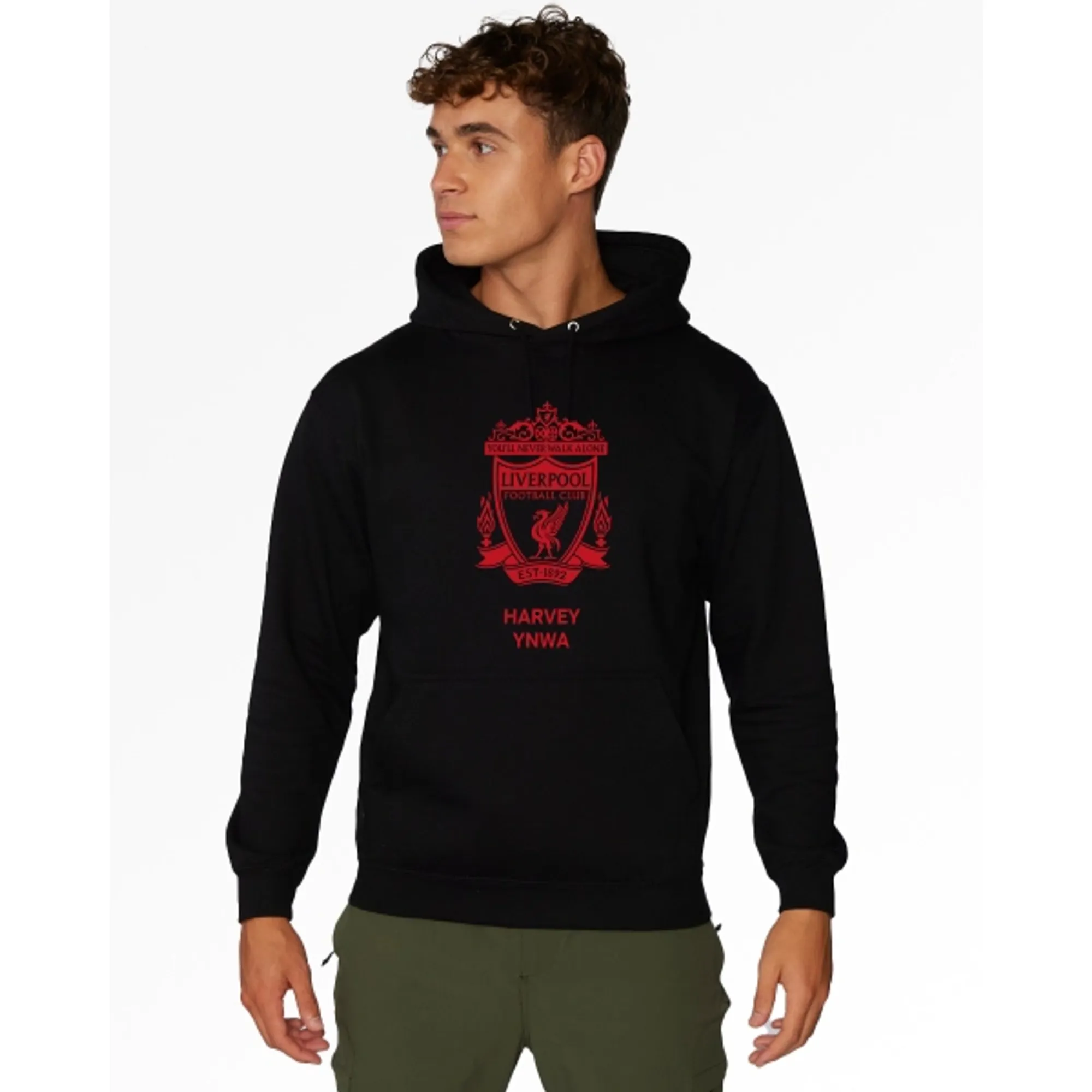 LFC Red Crest Personalised Black Hoody