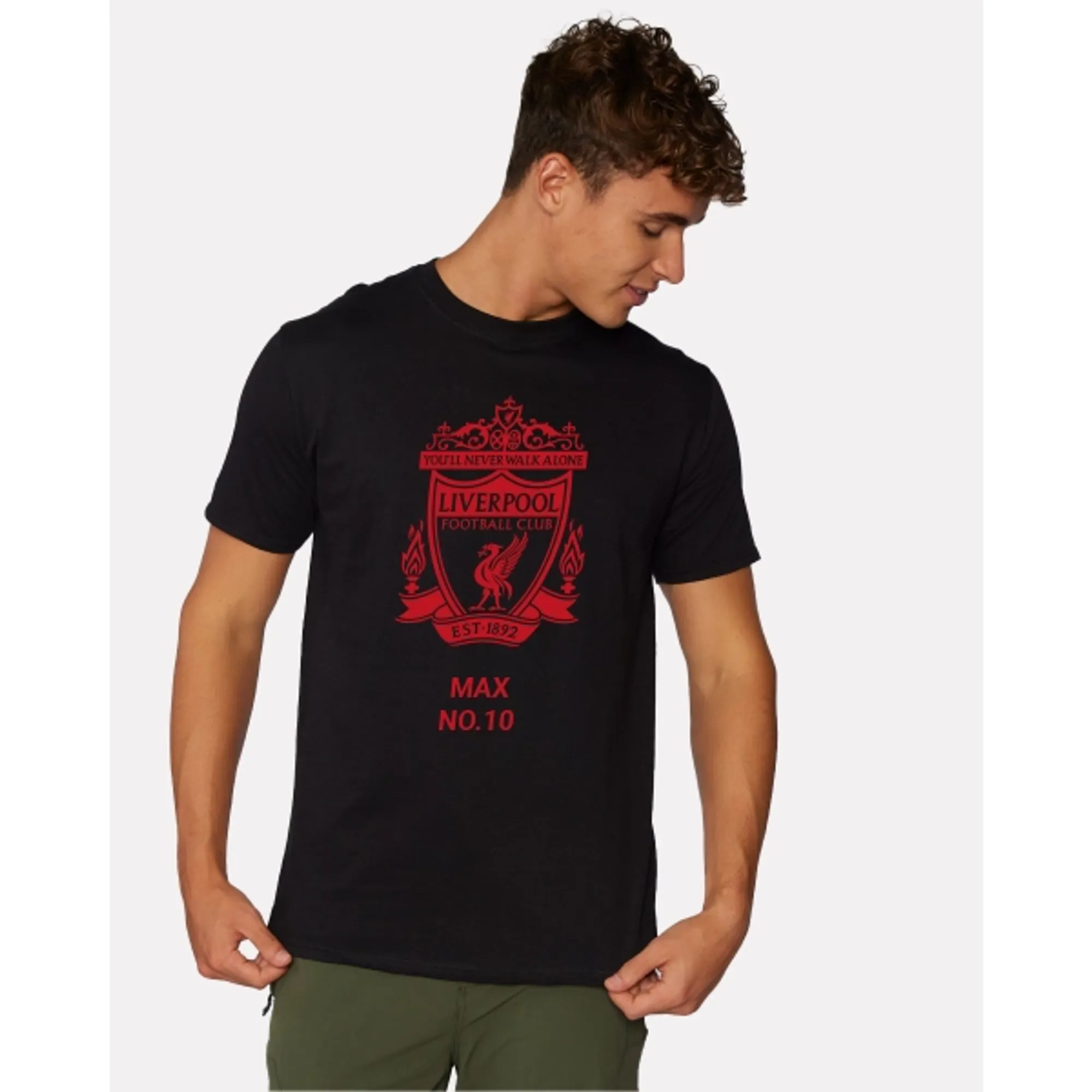 LFC Red Crest Personalised Black Tee