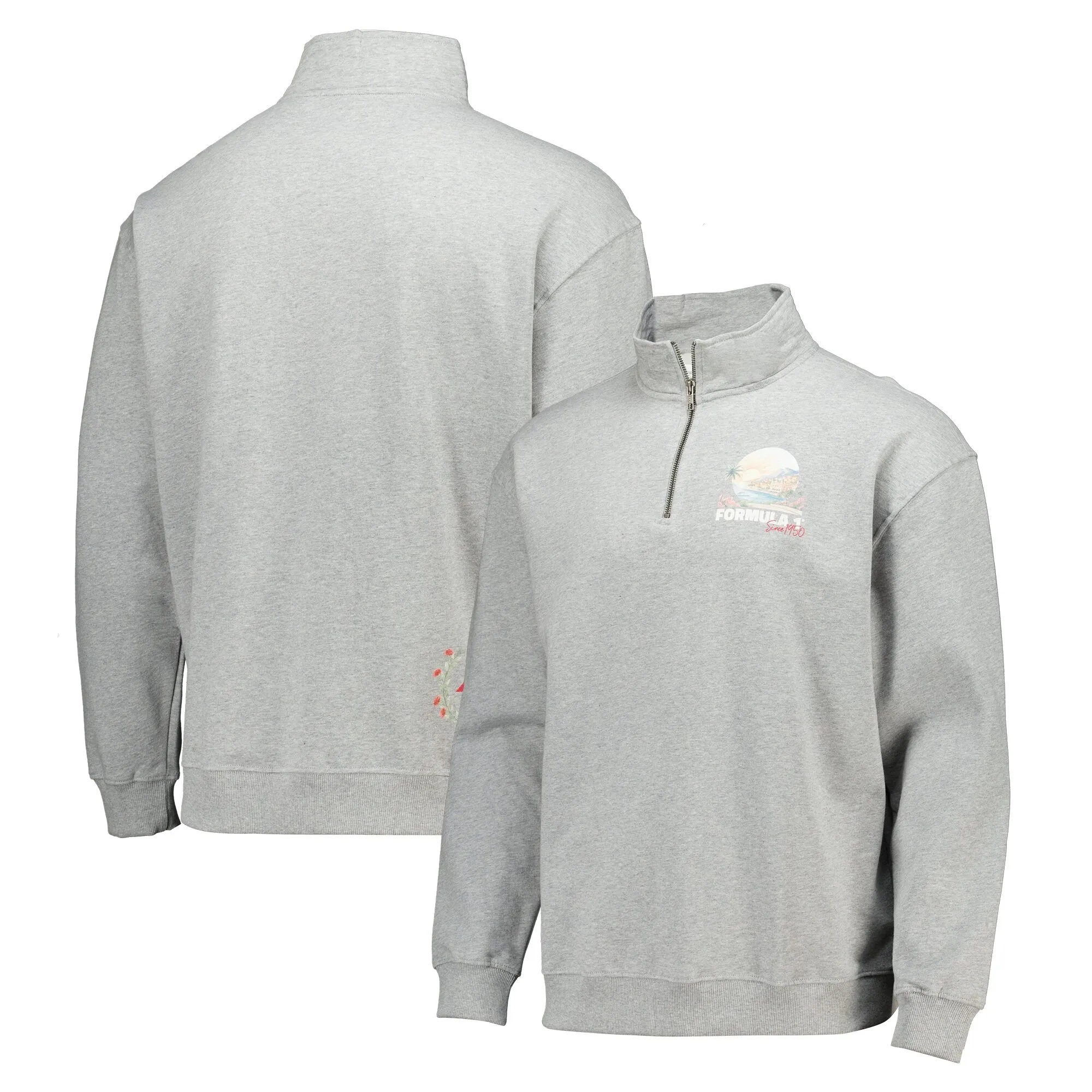Formula 1 Cote D'Azur Retro Graphic 1/4 Zip Sweatshirt - Grey