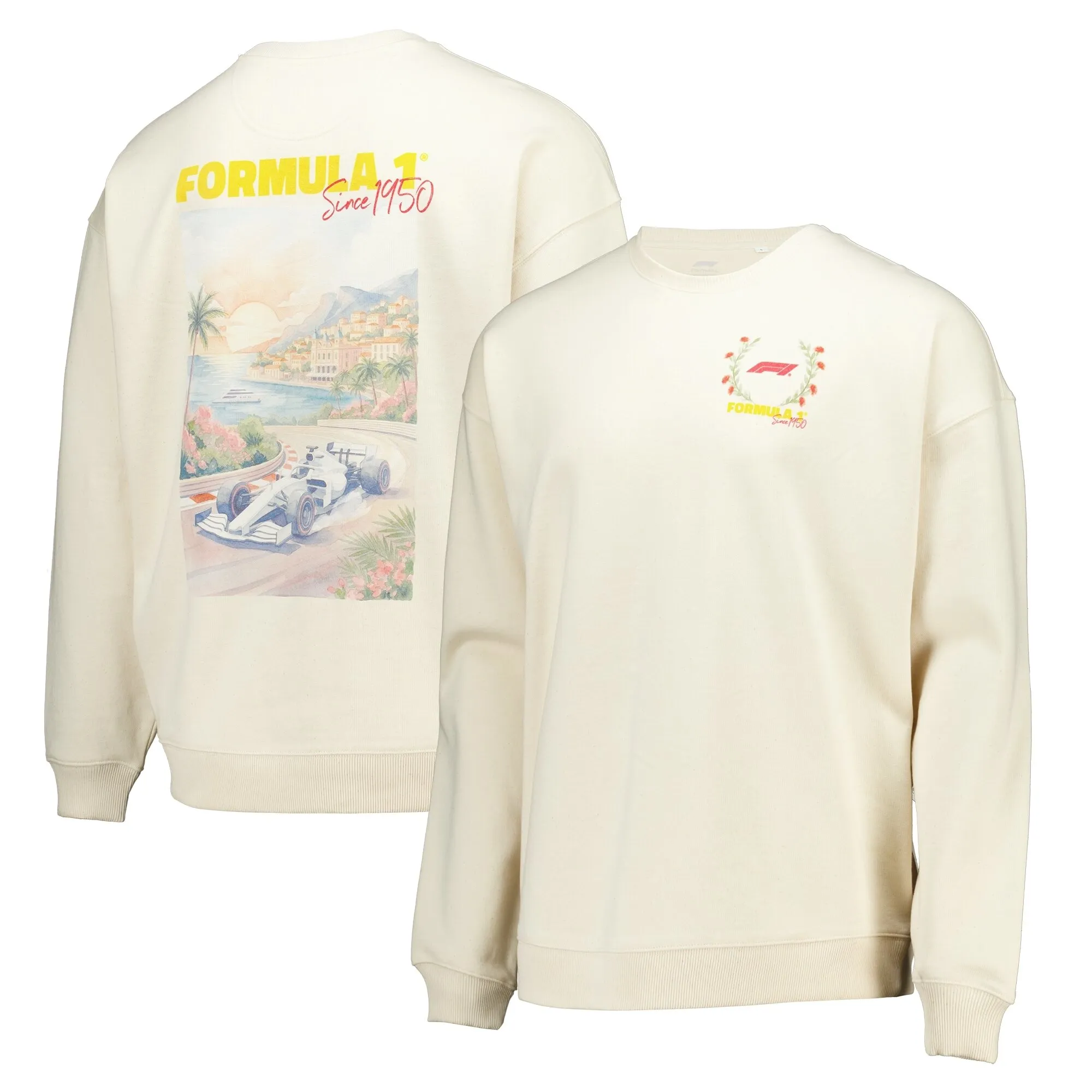 Formula 1 Cote D'Azur Retro Graphic Crew Sweatshirt - Off White
