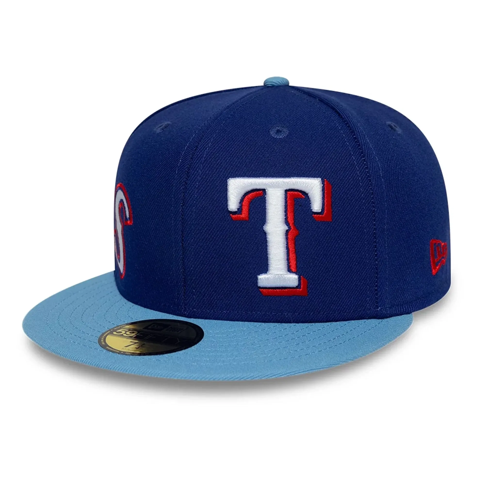 Texas Rangers MLB Multi Logo Satin Lined Dark Blue 59FIFTY Fitted Cap New Era Cap adult unisex