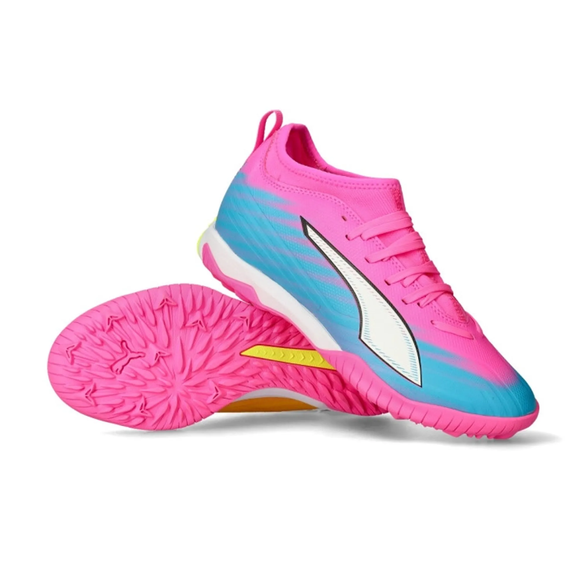 Puma Ultra 6 Match Mid + Tt Showtime - Poison Pink/Puma White/Sun Stream/Bright Aqua/Puma Black Kids - ['Pink']