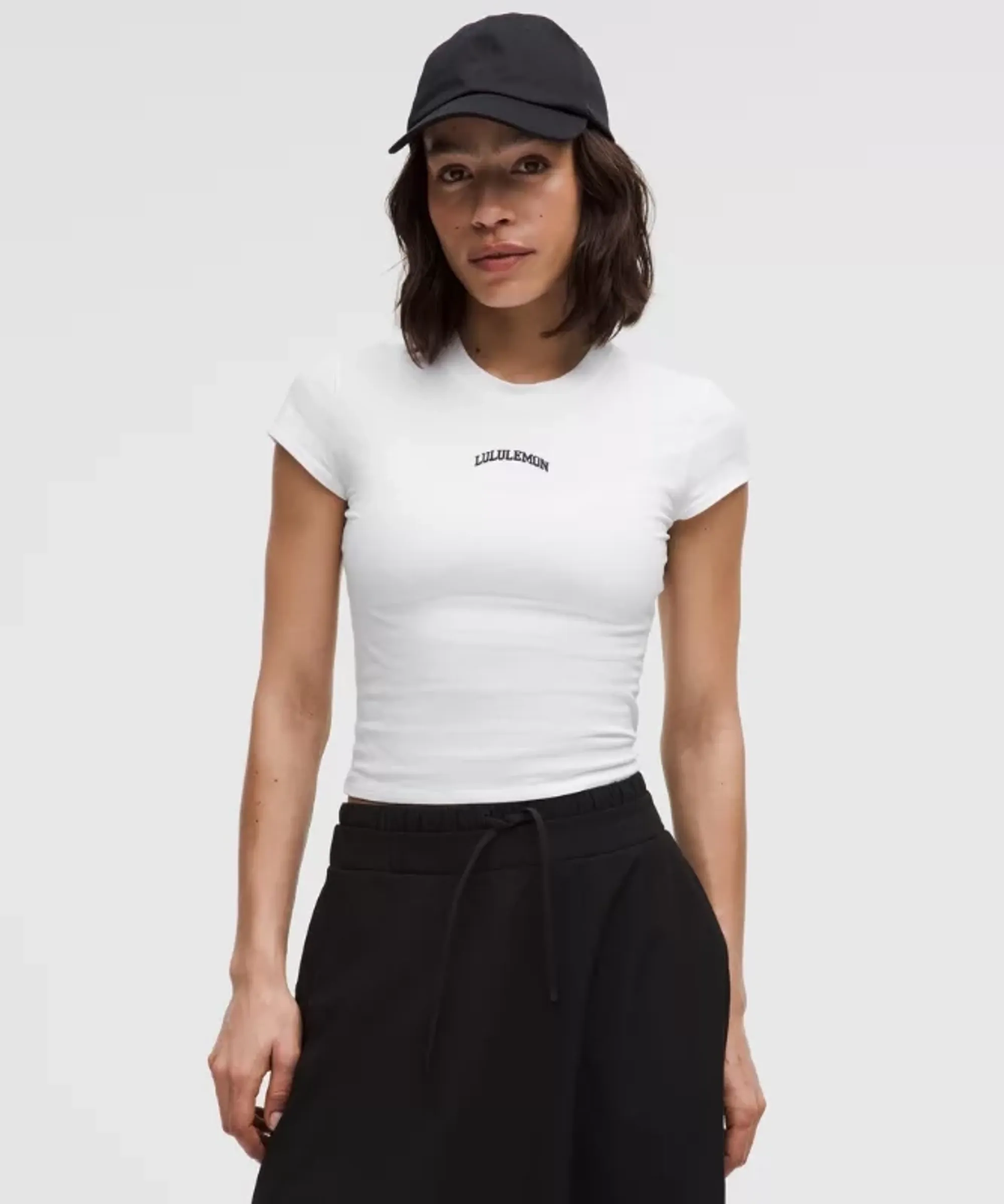 lululemon – Women's Organic Baby Tee Collegiate – Color White/Black – Size XL