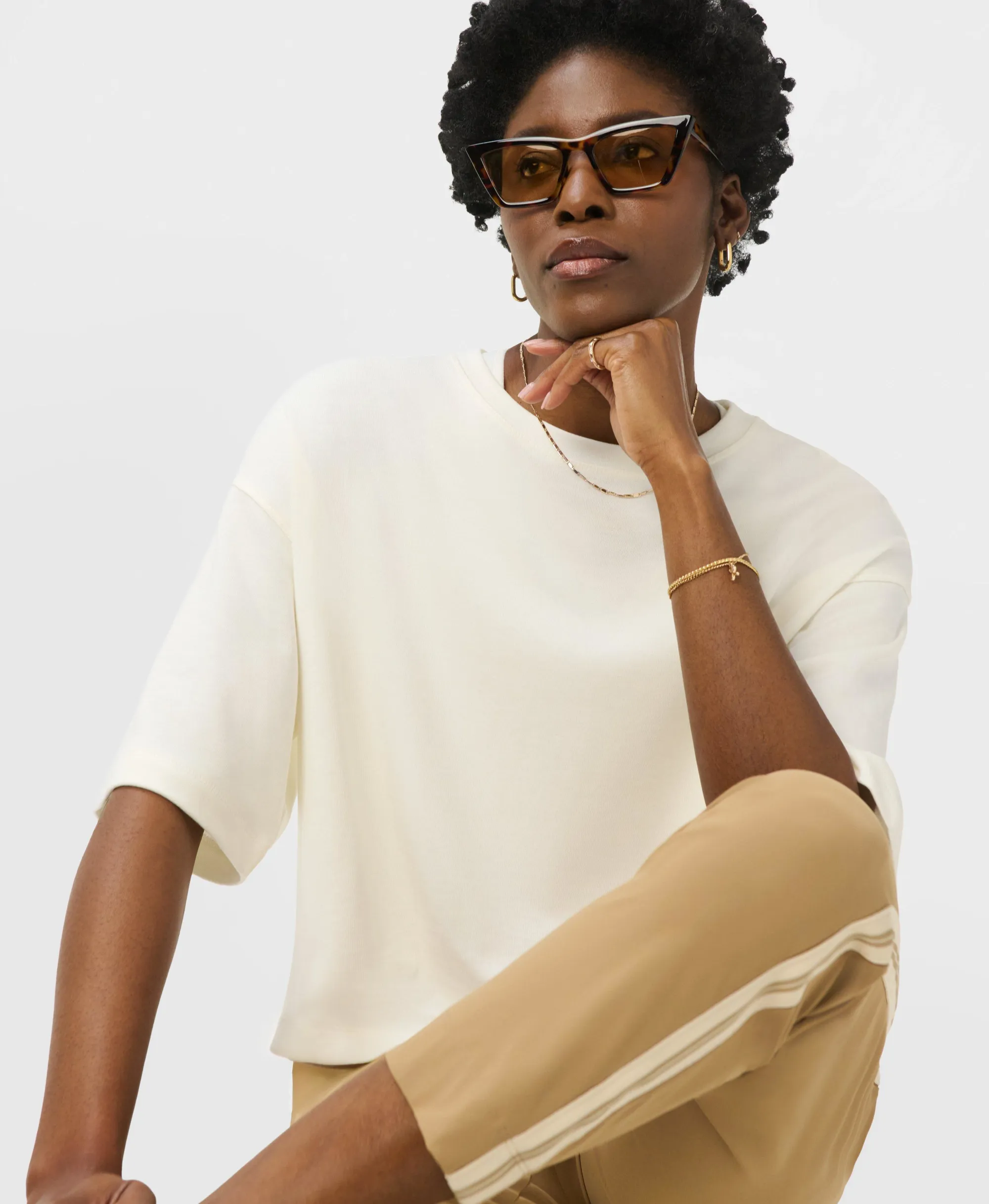 Sweaty Betty After Class Short Sleeve Sweatshirt, White, Women's S