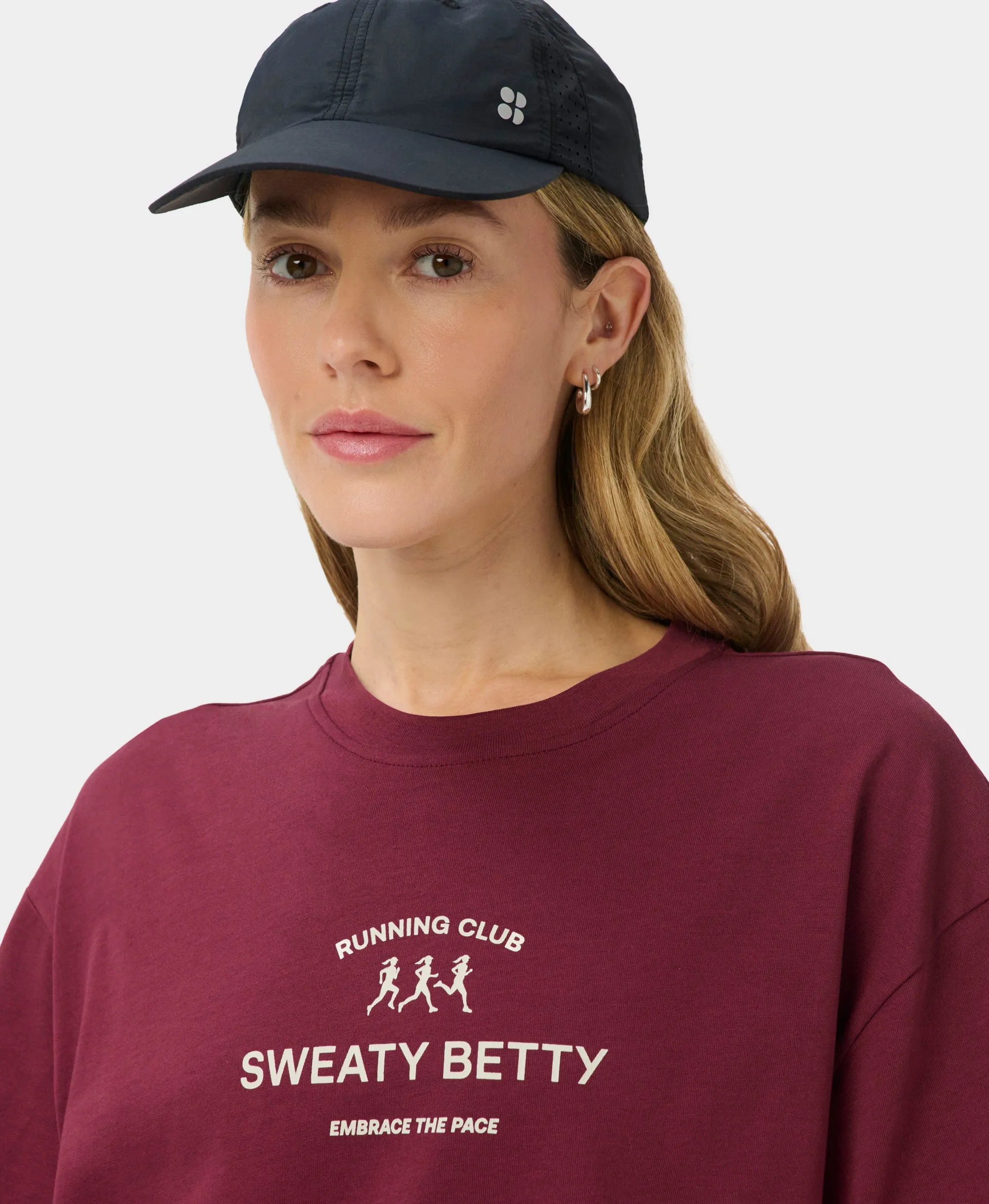 Sweaty Betty Running Club Graphic T-Shirt, Red, Women's XXS