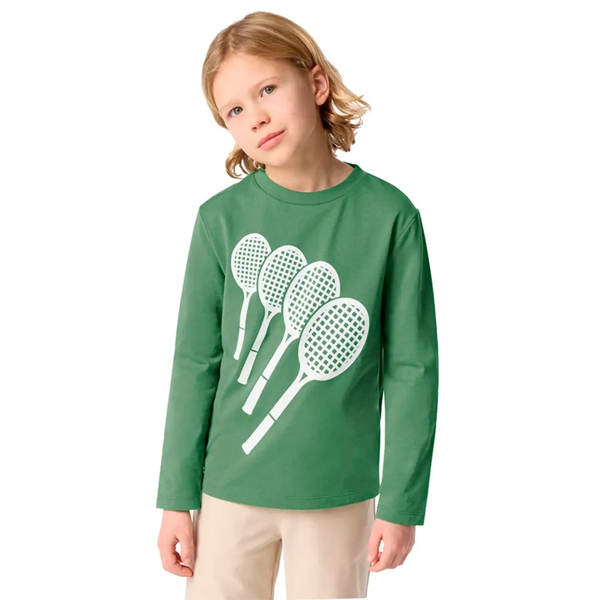 Lacoste Long Sleeved Cotton T-shirt - Lime Green