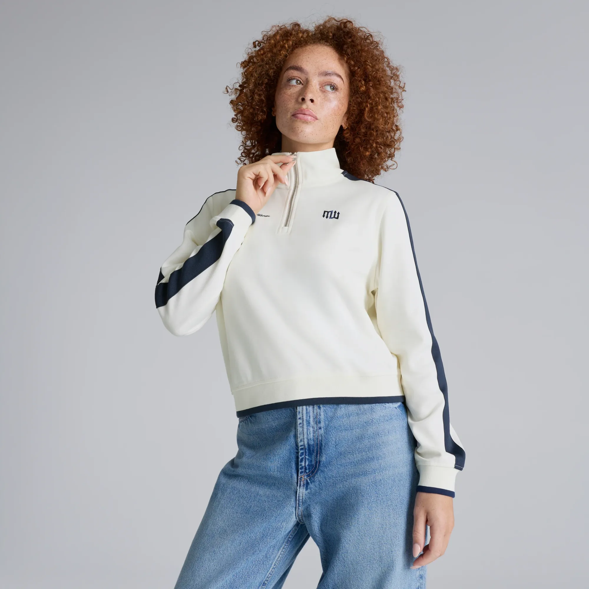 Manchester United Quarter Zip Womens Jacket White