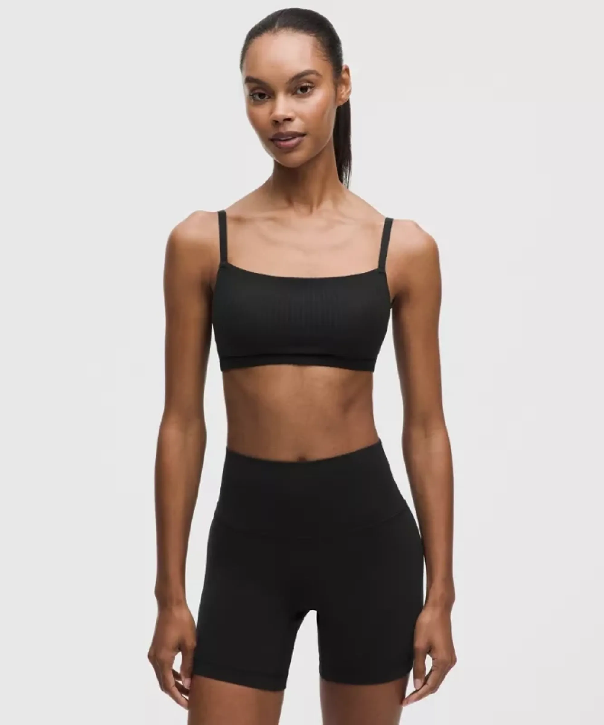lululemon – Women's Ribbed Cami-Strap Sports Bra Light Support, B/C Cup – Color Black – Size Large