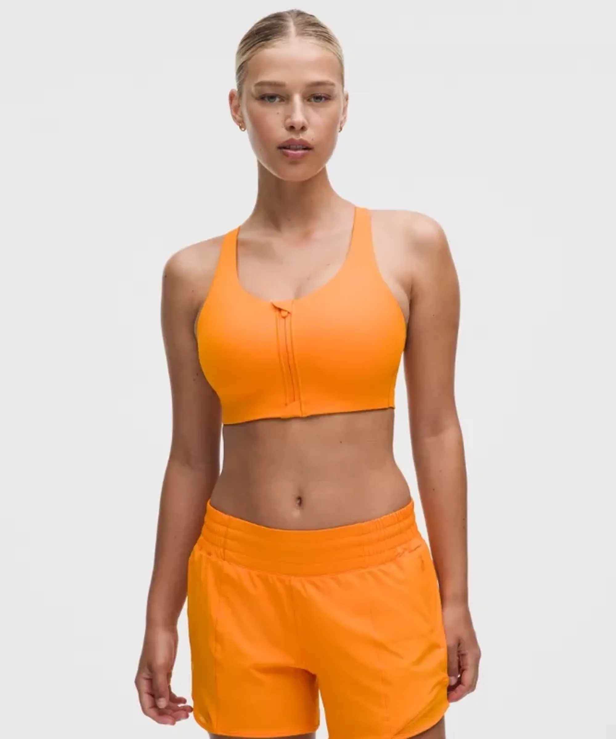 lululemon – Women's Energy Zip-Front Sports Bra High-Support, B-G Cups – Color Orange – Size 36C