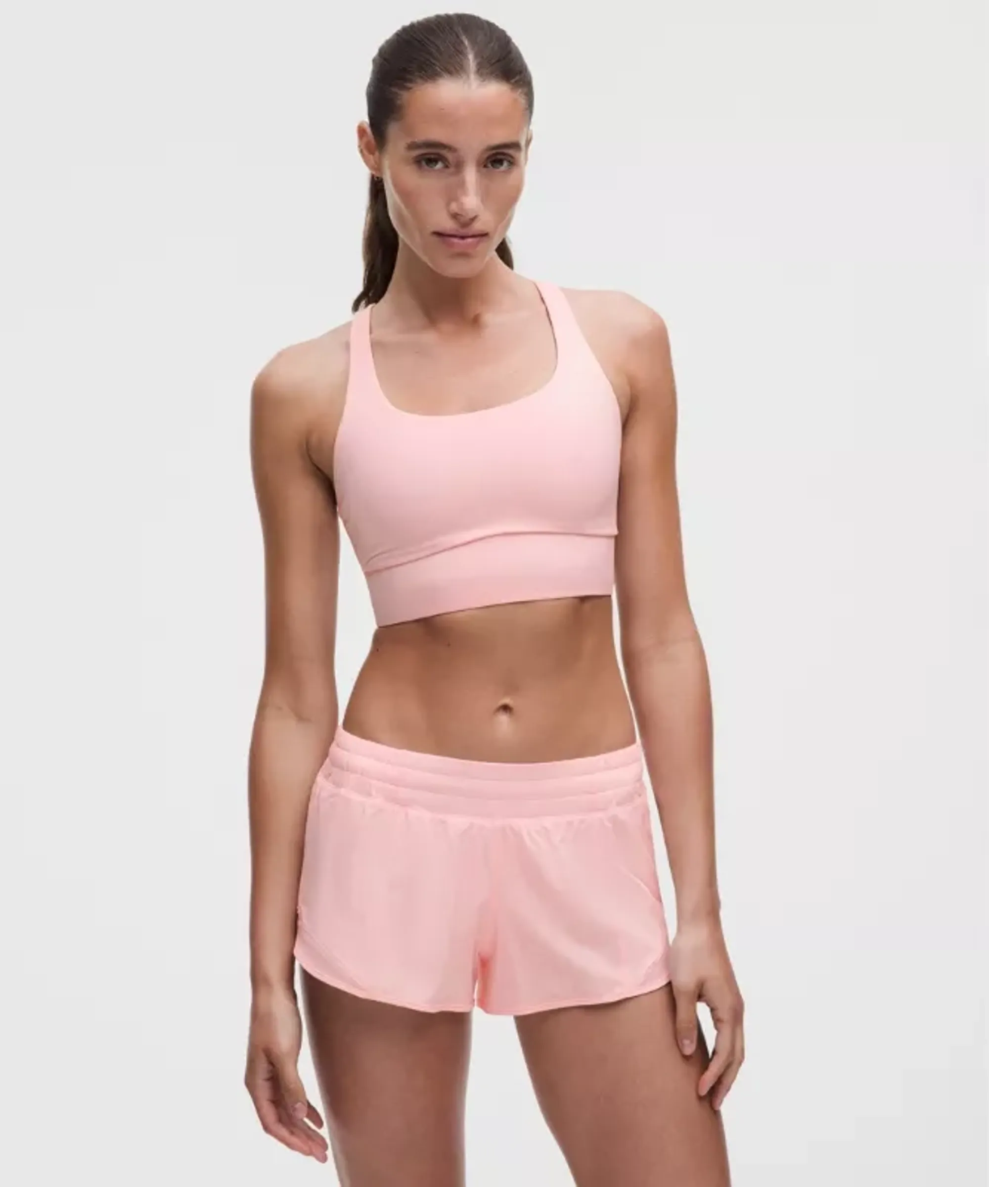 lululemon – Women's Energy Longline Sports Bra Medium Support, B-D Cups Evolve – Color Pink – Size Large