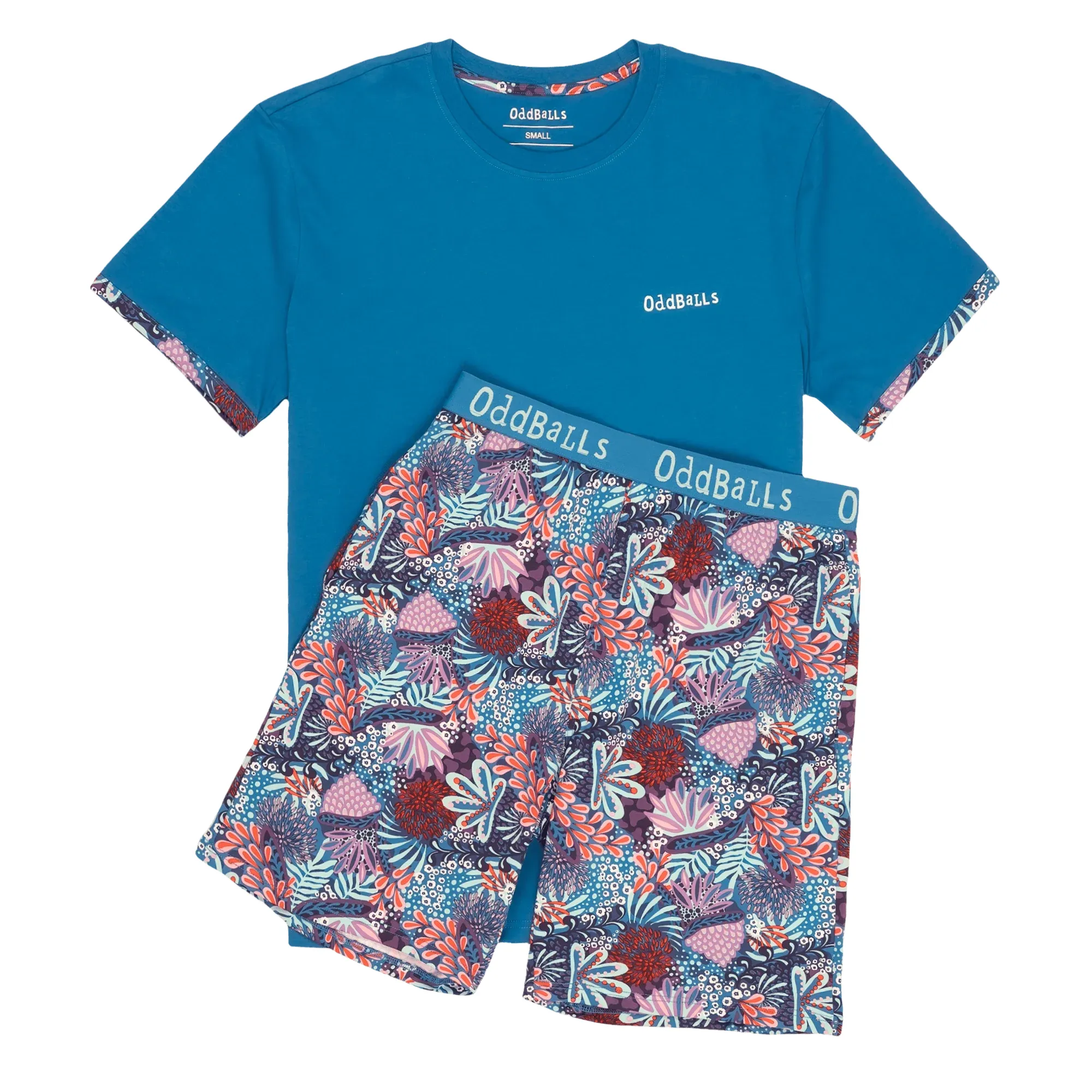 Coral - Men's Short Pyjamas Set (T-Shirt & Shorts)